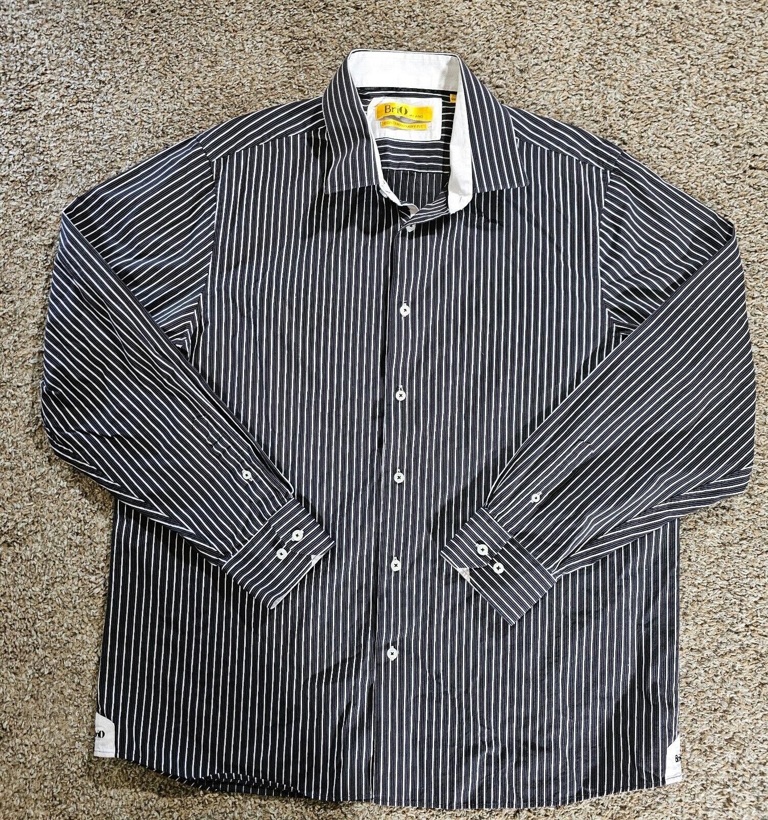 Other Brio Milano Contemporary 2XL 18.5/19 black stripe button-up Size US XXL / EU 58 / 5 - 1 Thumbnail