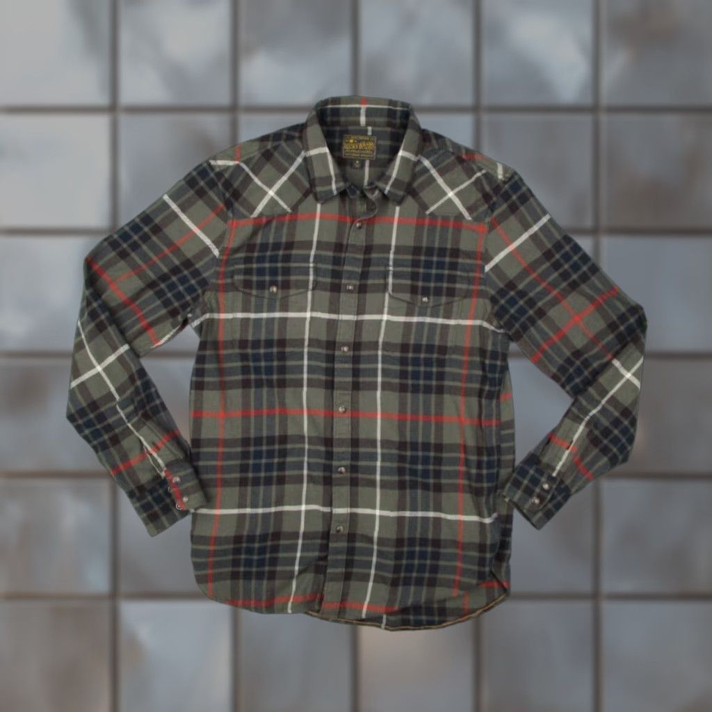 Lucky Brand VINTAGE Lucky Brand Men's Button-Up Shirt Flannel Plaid Long Sleeve Casual Fall Spring Summer Winter Green Medium Size US M / EU 48-50 / 2 - 1 Thumbnail
