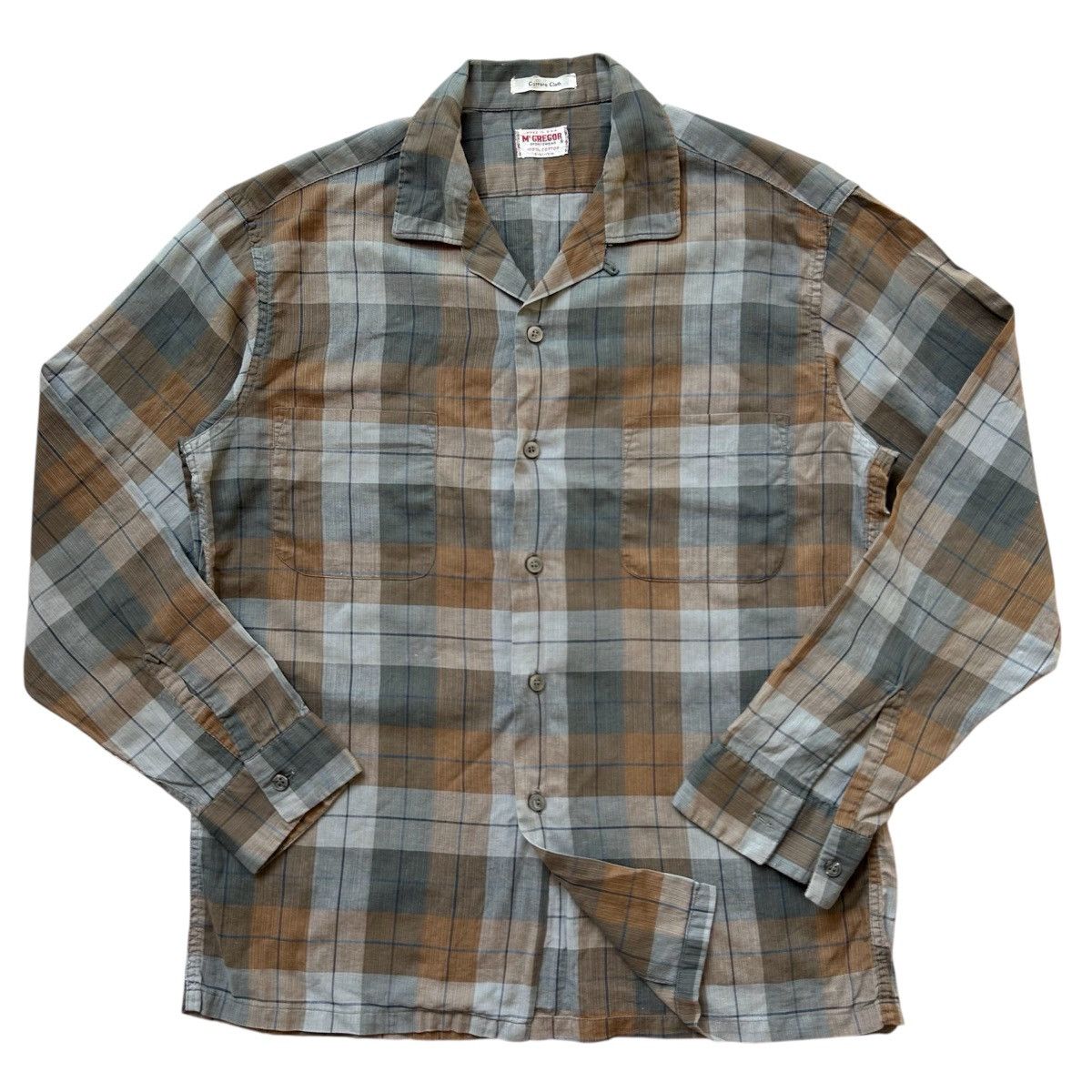 McGregor 1950s Mc MGREGOR - OPEN COLLAR SHIRT CHEKERED “CARRARA” Size US M / EU 48-50 / 2 - 1 Thumbnail