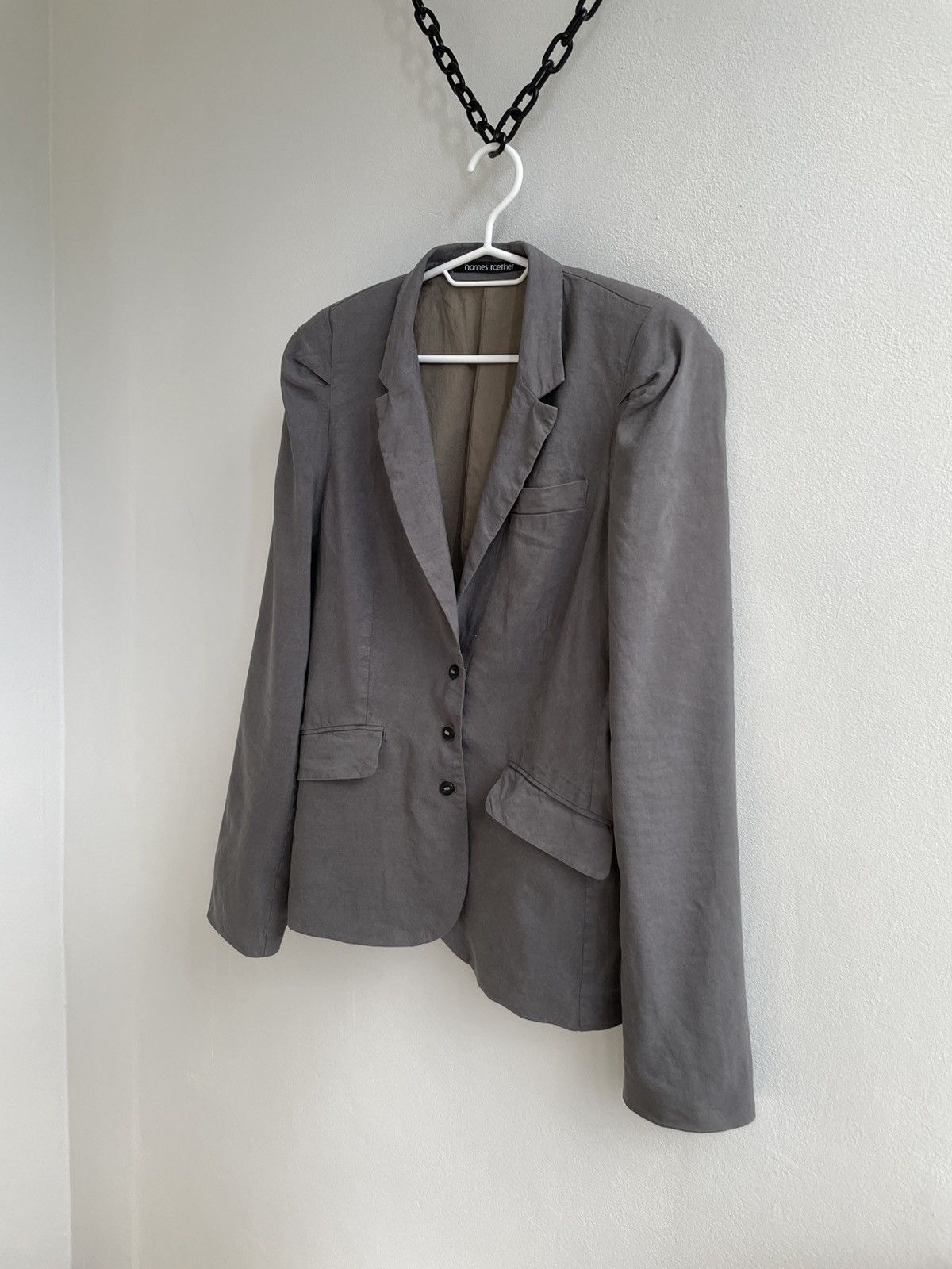 hannes roether Hannes Roether Silk Linen Blazer Coat Three Button Size M / US 6-8 / IT 42-44 - 2 Thumbnail