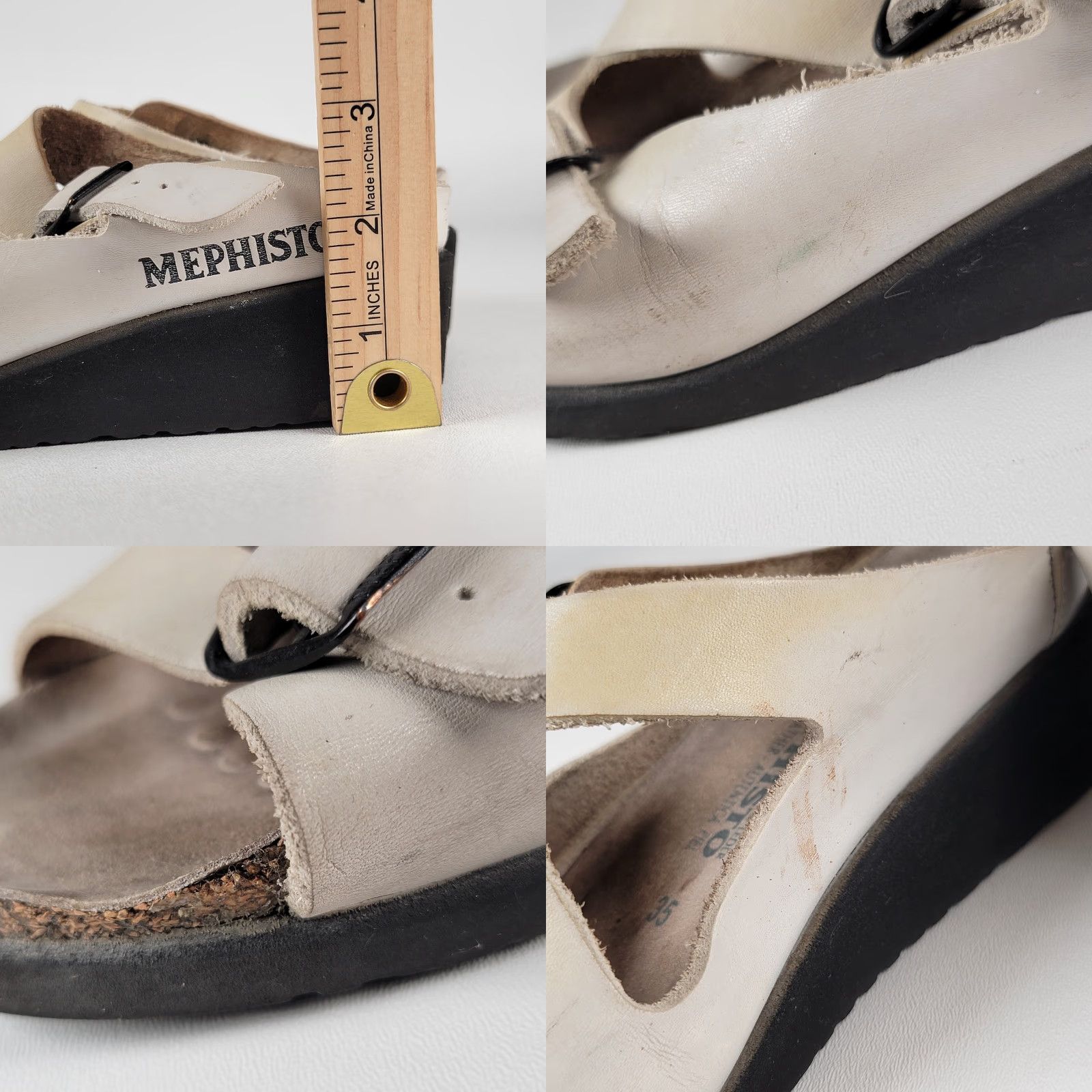 Mephisto MEPHISTO Women's 35 Elka Sandals Double Strap Slide Wedge Cream Beige Slip On Shoes Size US 5 / IT 35 - 8 Thumbnail