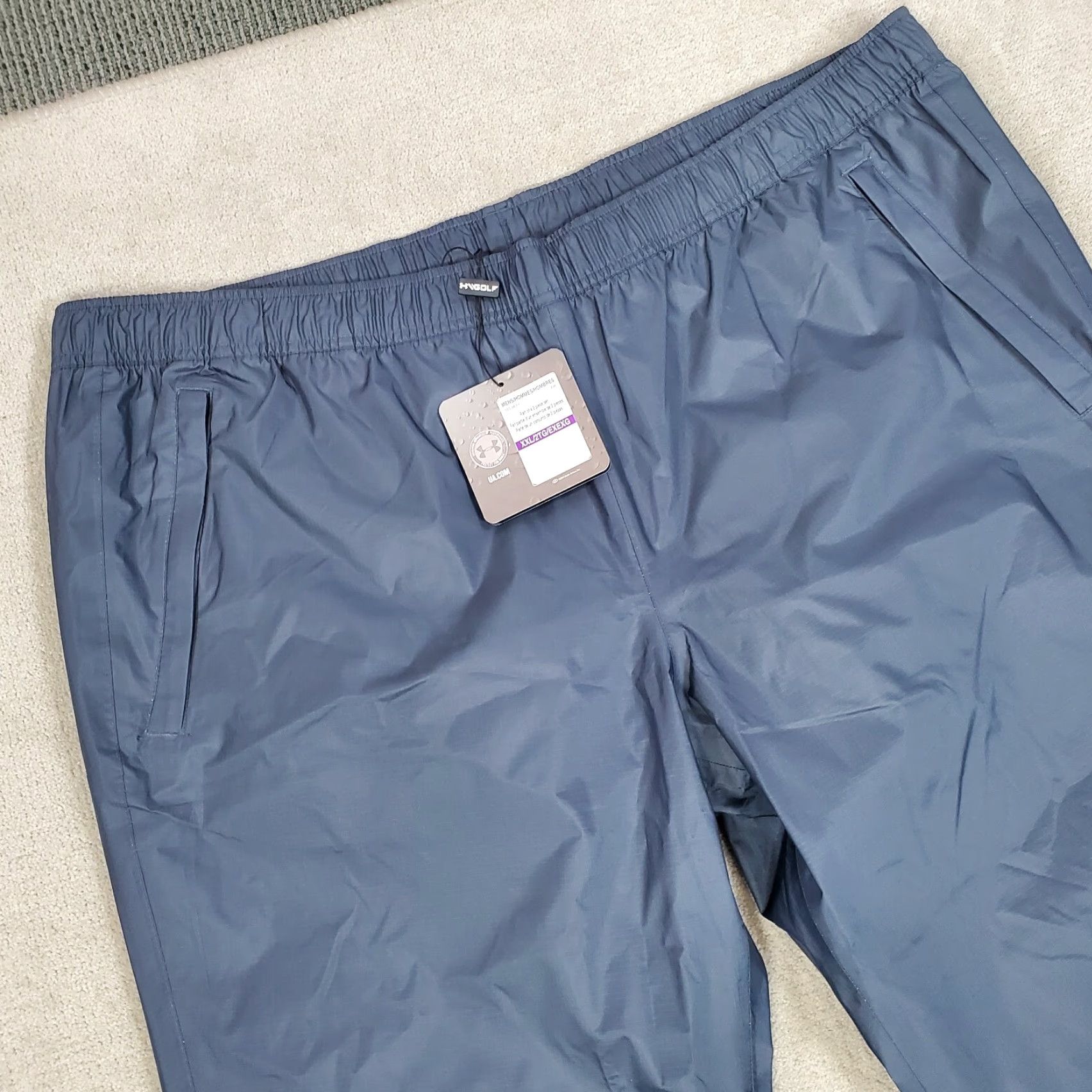 Under Armour Under Armour Storm 3 Pants Mens 2XL Blue Nylon Windbreaker Waterproof Regular Inseam 32 in St raight Pockets Logo Size US 39 - 2 Thumbnail