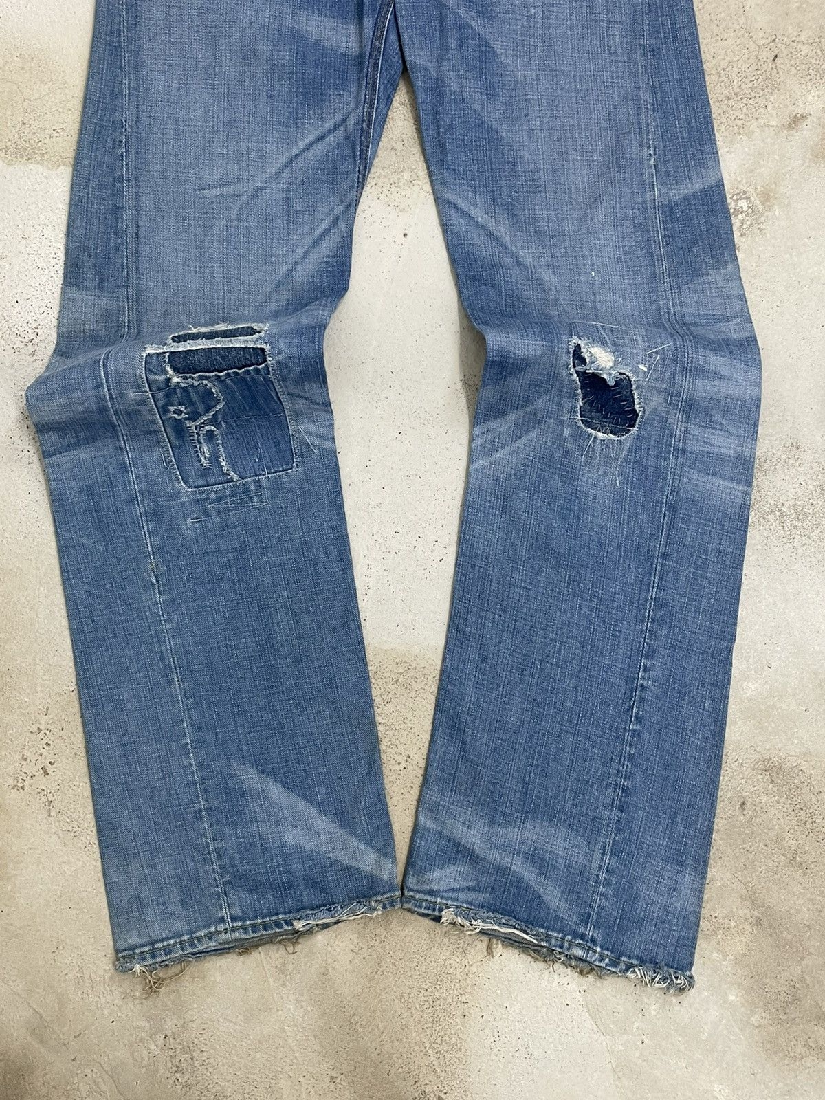 Vintage Vintage 90’s Designer USA Rogan Distressed Patchwork Denim Size US 29 - 2 Thumbnail