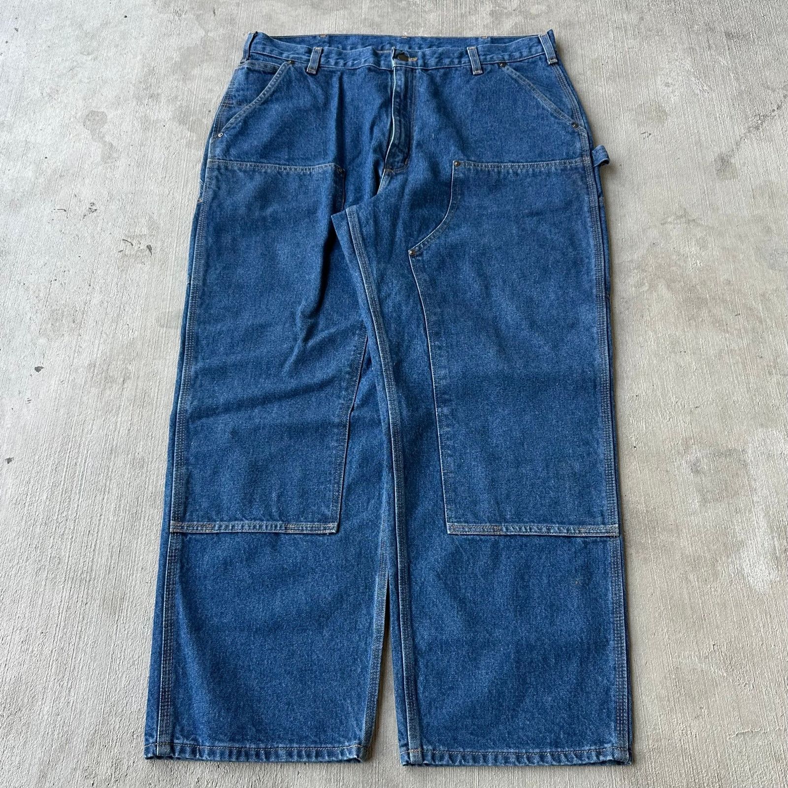 Vintage Y2K Carhartt denim blue jeans double knee work pants
