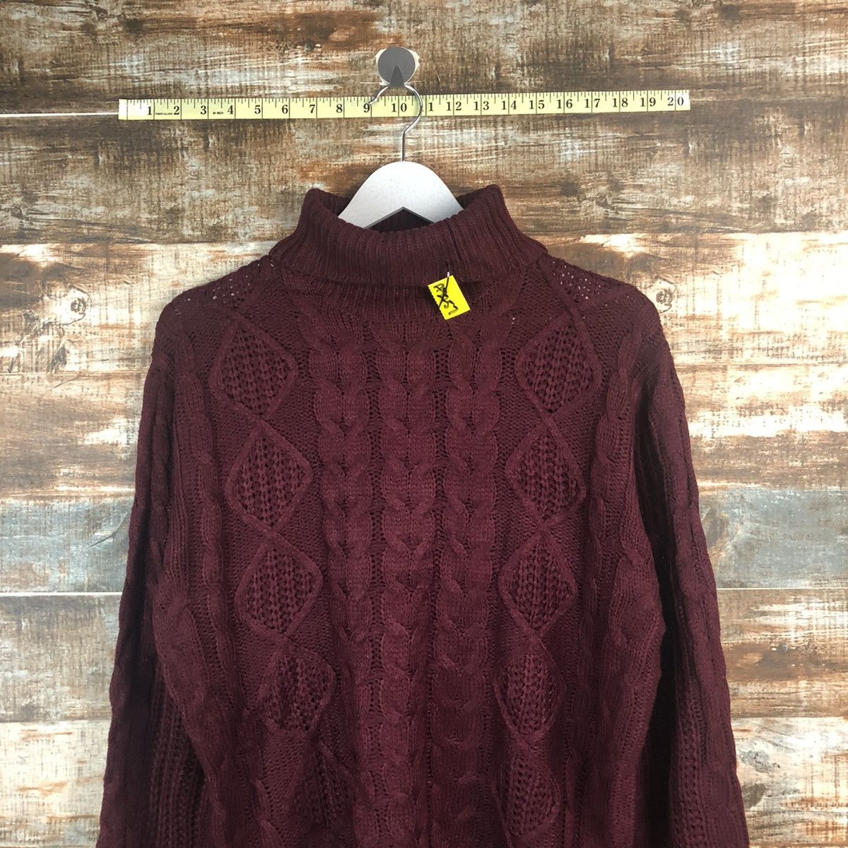 Japanese Brand Mono Mart Maroon cable Knitwear #A2257 Size US M / EU 48-50 / 2 - 2 Thumbnail