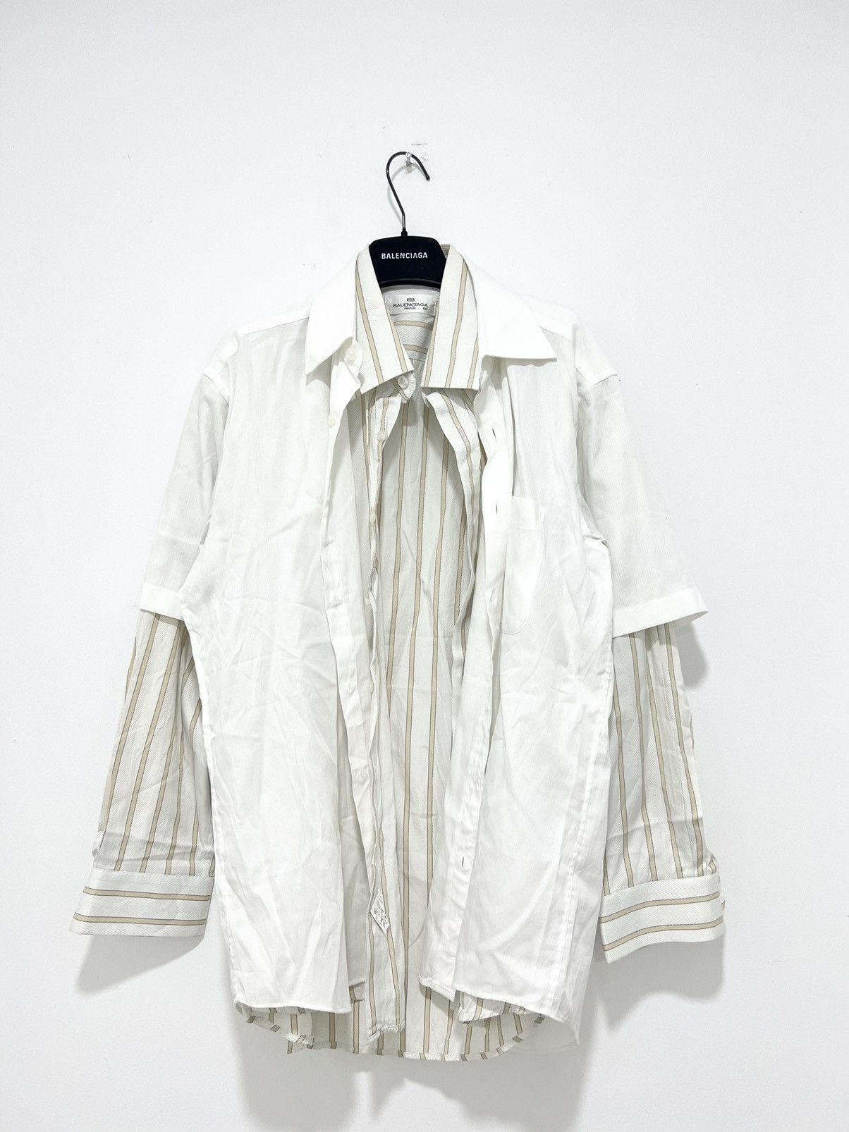 image of 1 Of 1 x Balenciaga Hybrid Double Layer Shirt in White/Beige, Men's (Size Medium)
