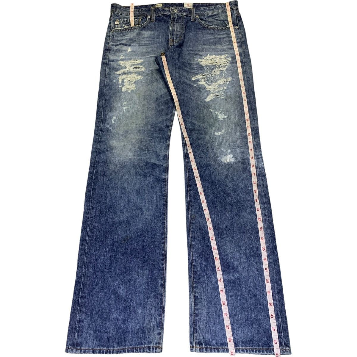 AG Adriano Goldschmied Vintage USA AG Faded Wash Patch Distressed Baggy Jeans Size US 37 - 12 Thumbnail