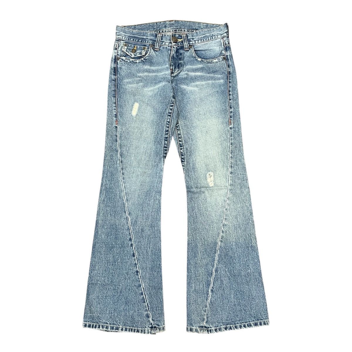 Japanese Brand Unknow - Flared Non-Alignmend Faded Denim ifsix Lgb Style Size US 29 - 2 Thumbnail