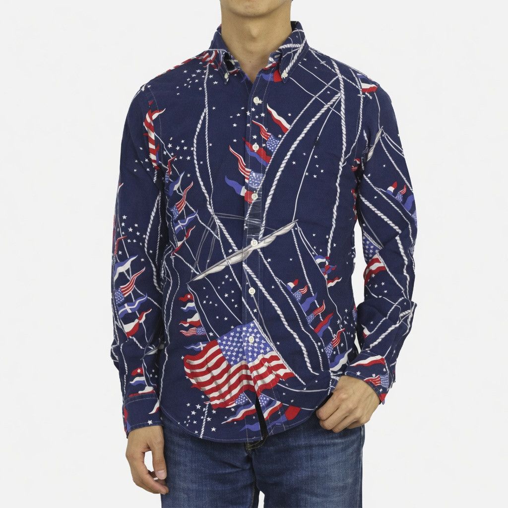 Polo Ralph Lauren Polo Ralph Lauren Men's Oxford Slim Fit Shirt Flag USA Print Size US M / EU 48-50 / 2 - 2 Thumbnail