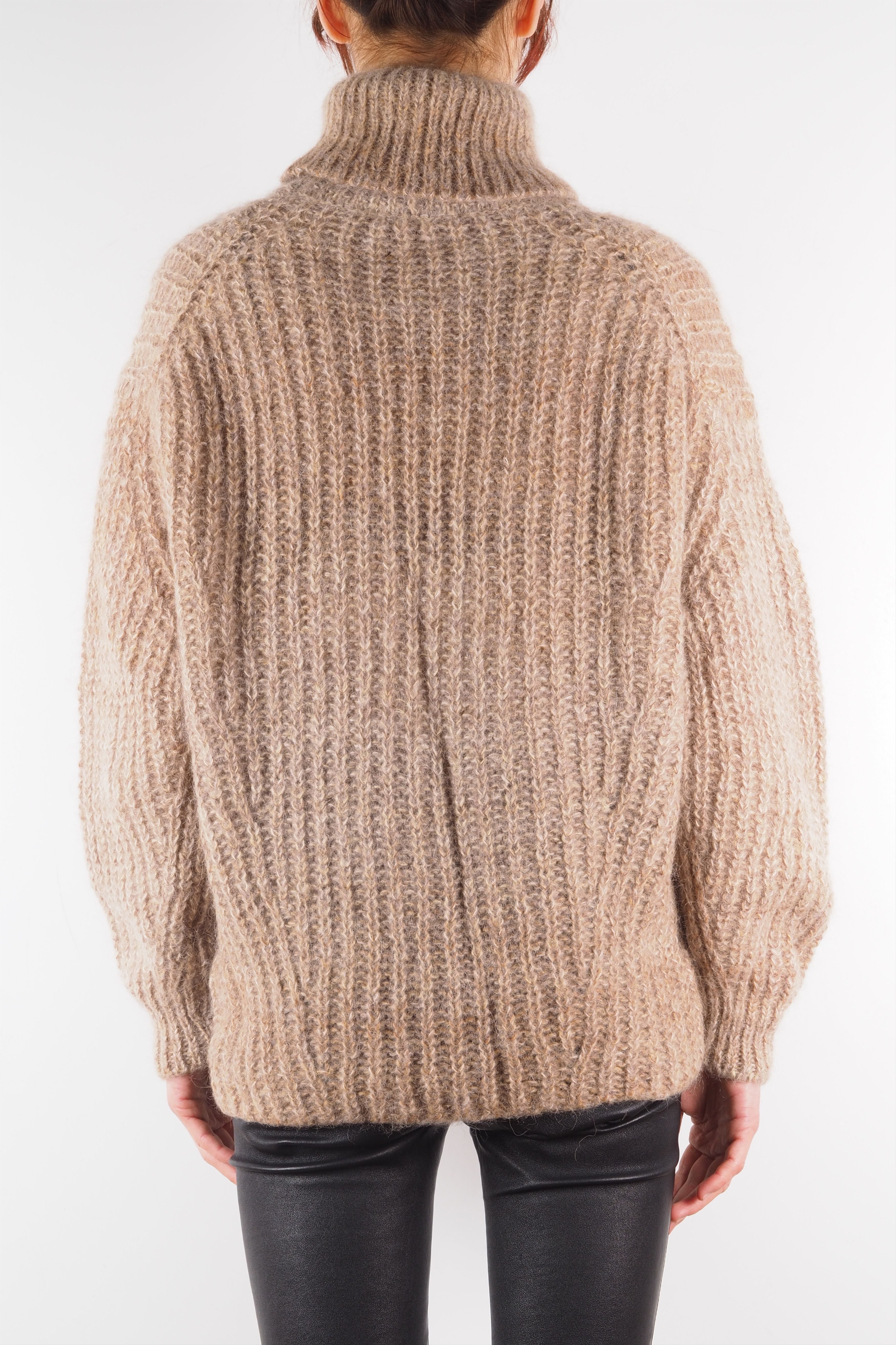 ba&sh ba&sh Beige Alpaca Mohair Turtleneck Oversized Sweater Size XS / US 0-2 / IT 36-38 - 2 Thumbnail