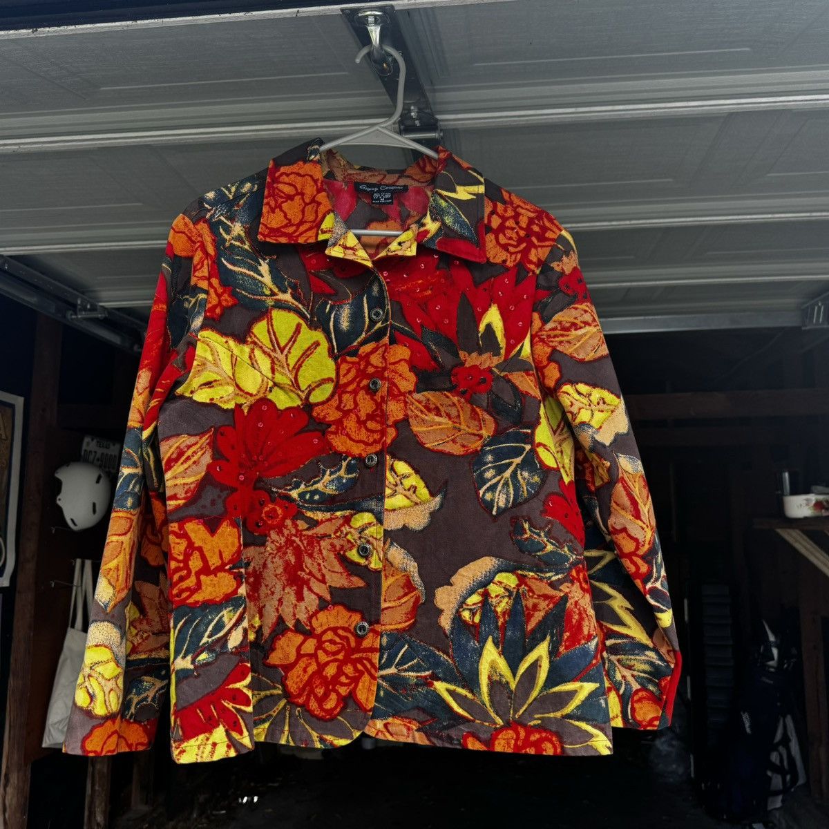 Vintage Hand Embroidered Floral EARTH Cropped Jacket Boxy