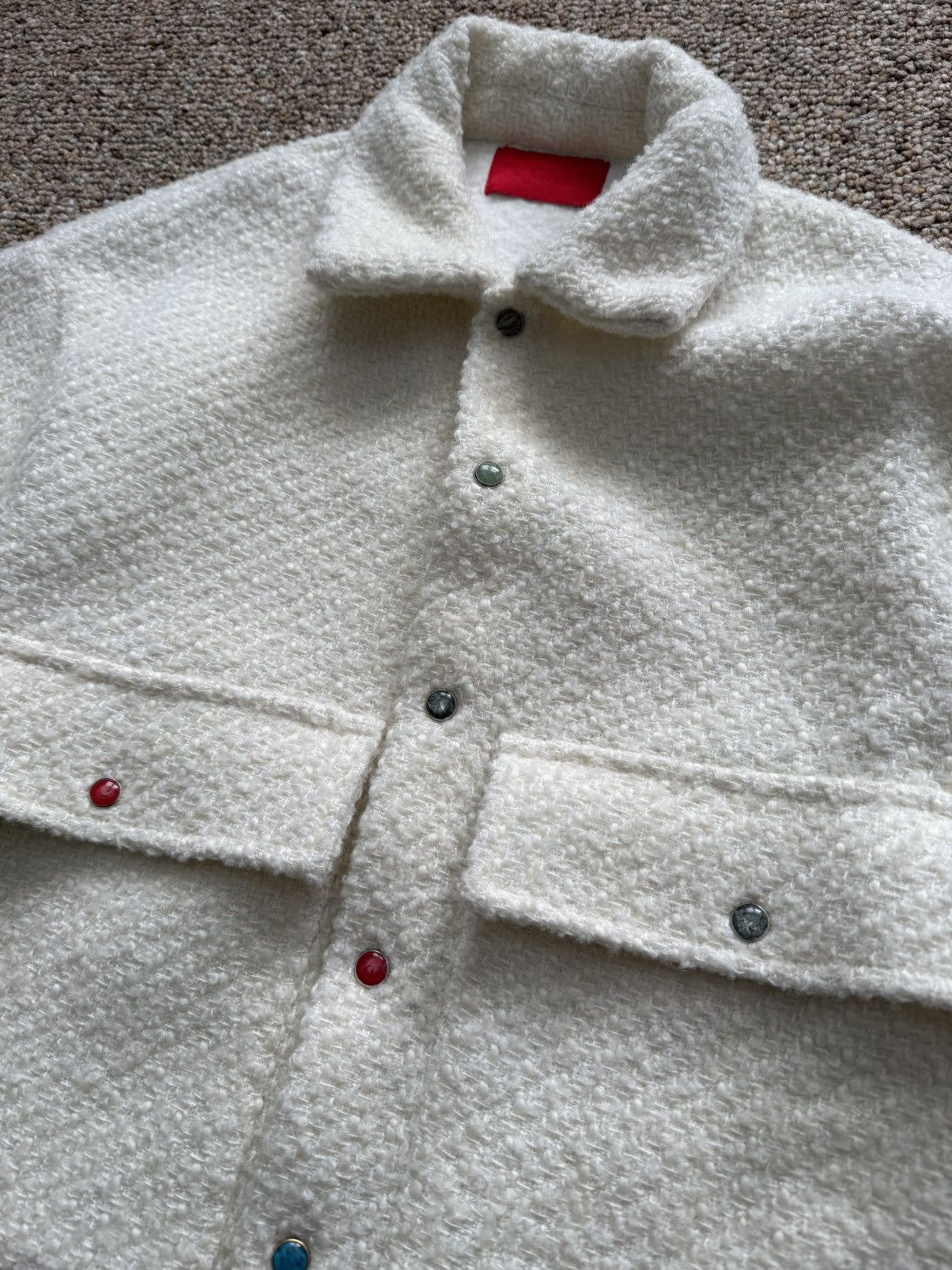 Fugazi Random Snap Tweed Overshirt Cream Size US M / EU 48-50 / 2 - 4 Thumbnail