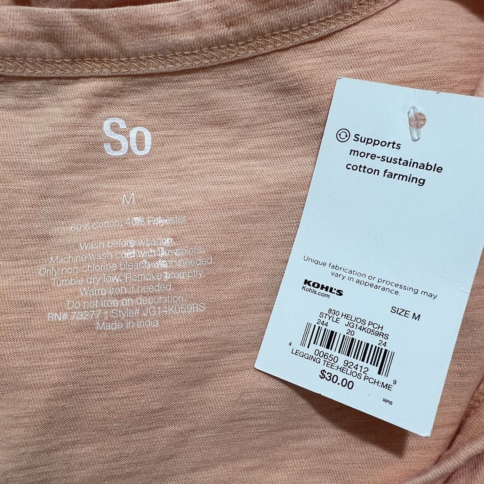Kohl's SO Kohl's Medium Scoop Neck Pink/Orange Pocket T Shirt Top Size M / US 6-8 / IT 42-44 - 3 Thumbnail