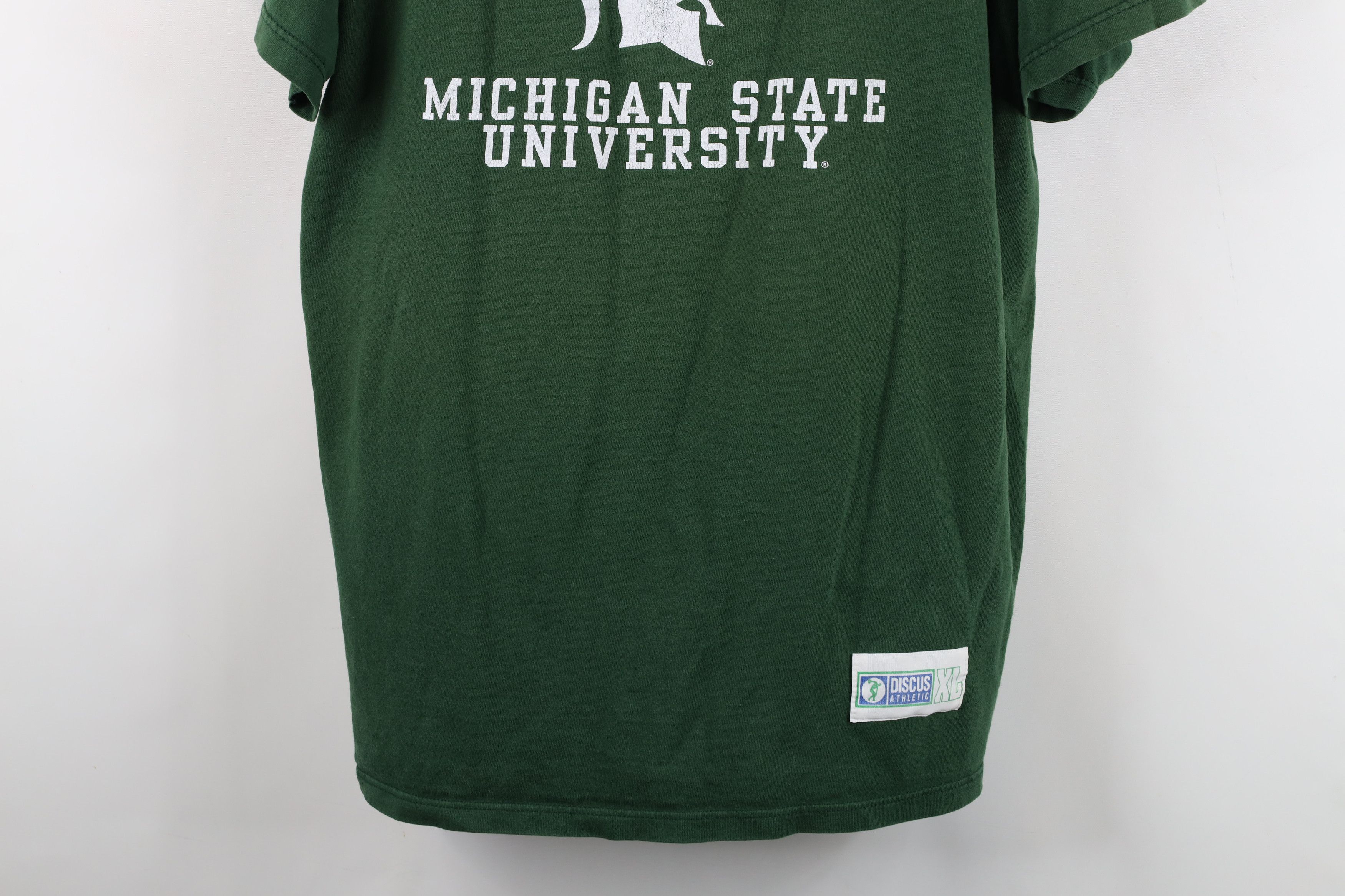 Vintage Vintage 90s Michigan State University T-Shirt Green USA Size US XL / EU 56 / 4 - 3 Thumbnail