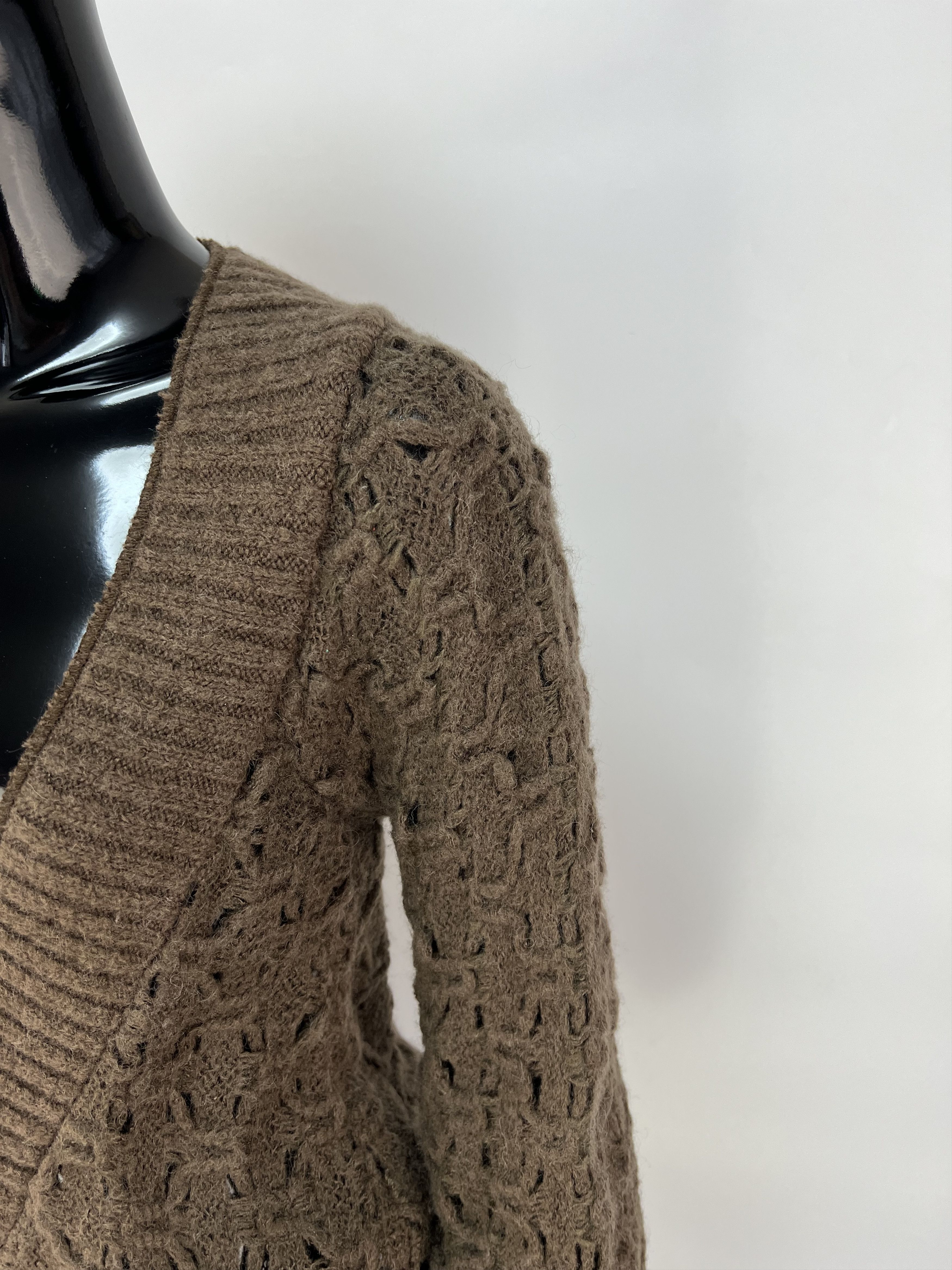 Miss Sixty Miss Sixty Vintage Womens Brown Knitted V-Neck Wool Sweater Size XS / US 0-2 / IT 36-38 - 7 Thumbnail
