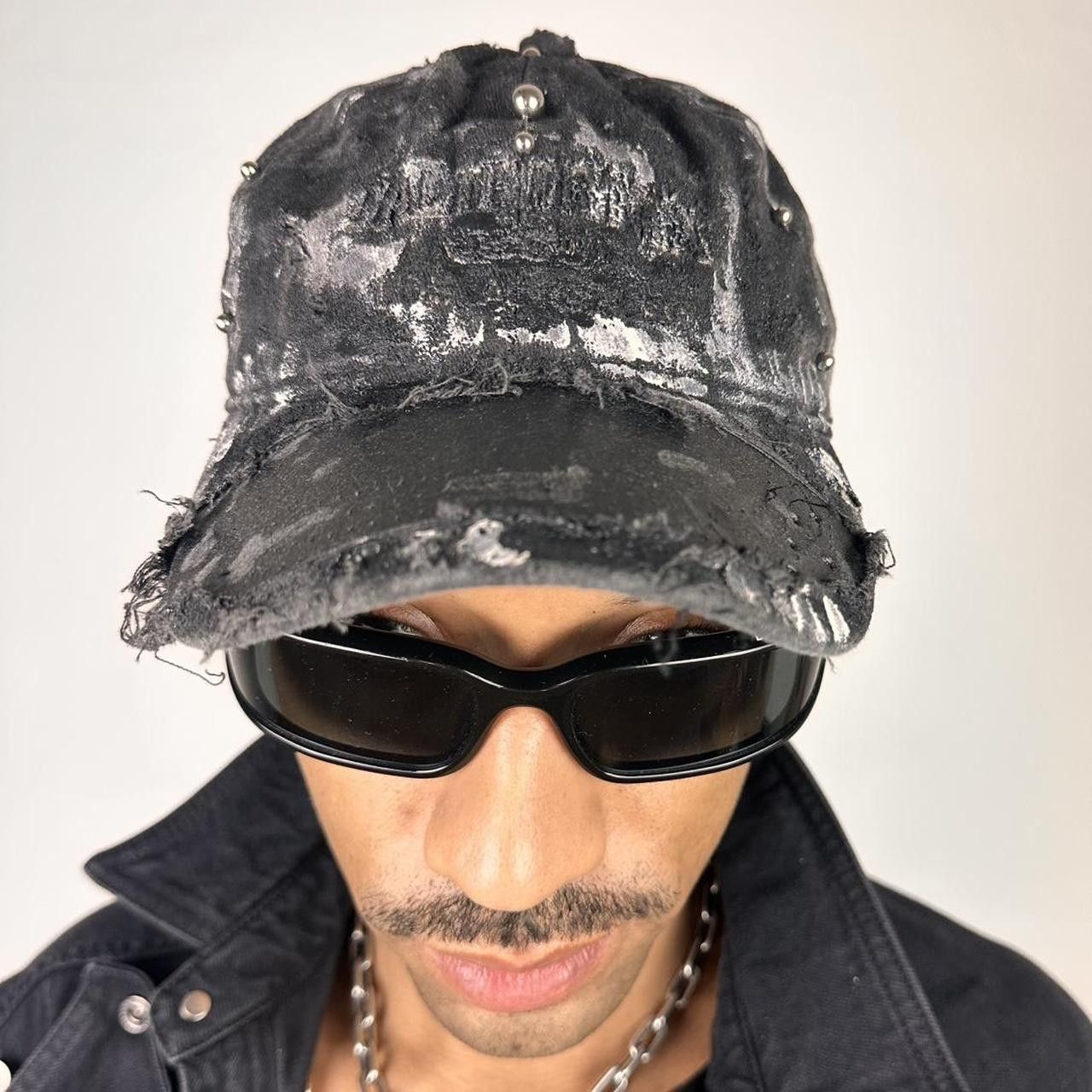 Other ASTROBOI* 'Cali' Black Painted Pierced Distressed Hat Size ONE SIZE - 8 Thumbnail