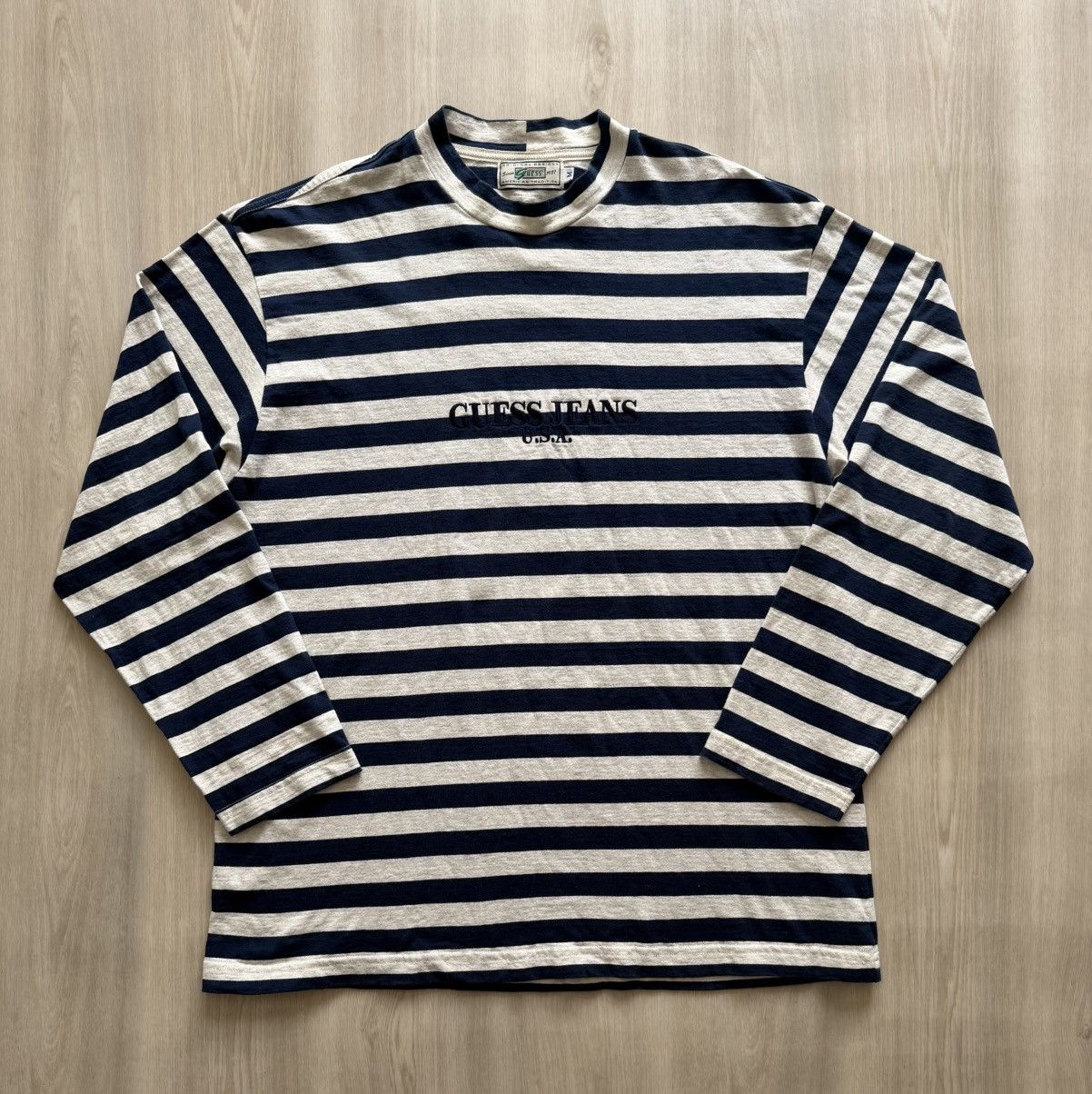 Gustin Vintage Guess Jeans USA Stripe Long Sleeve Sz M Made in USA Size US M / EU 48-50 / 2 - 1 Thumbnail