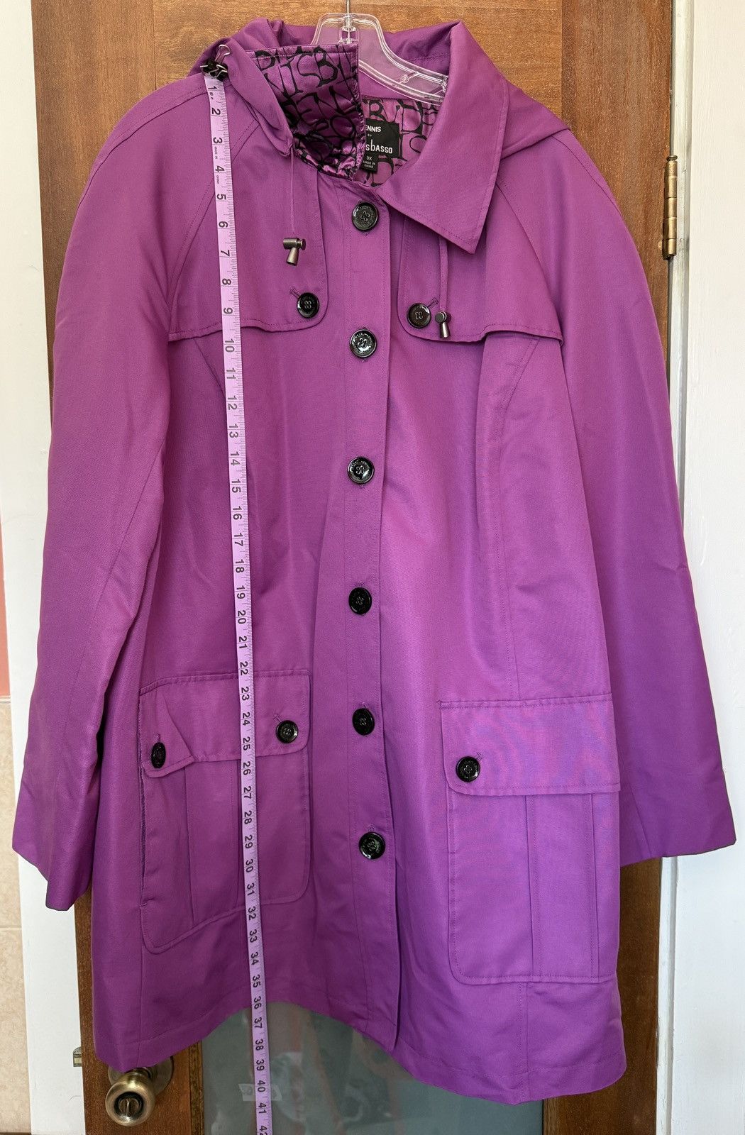Other Dennis Basso Women Plus Size Purple Short Hooded Trench Coat Size 3XL / US 20-22 - 9 Thumbnail