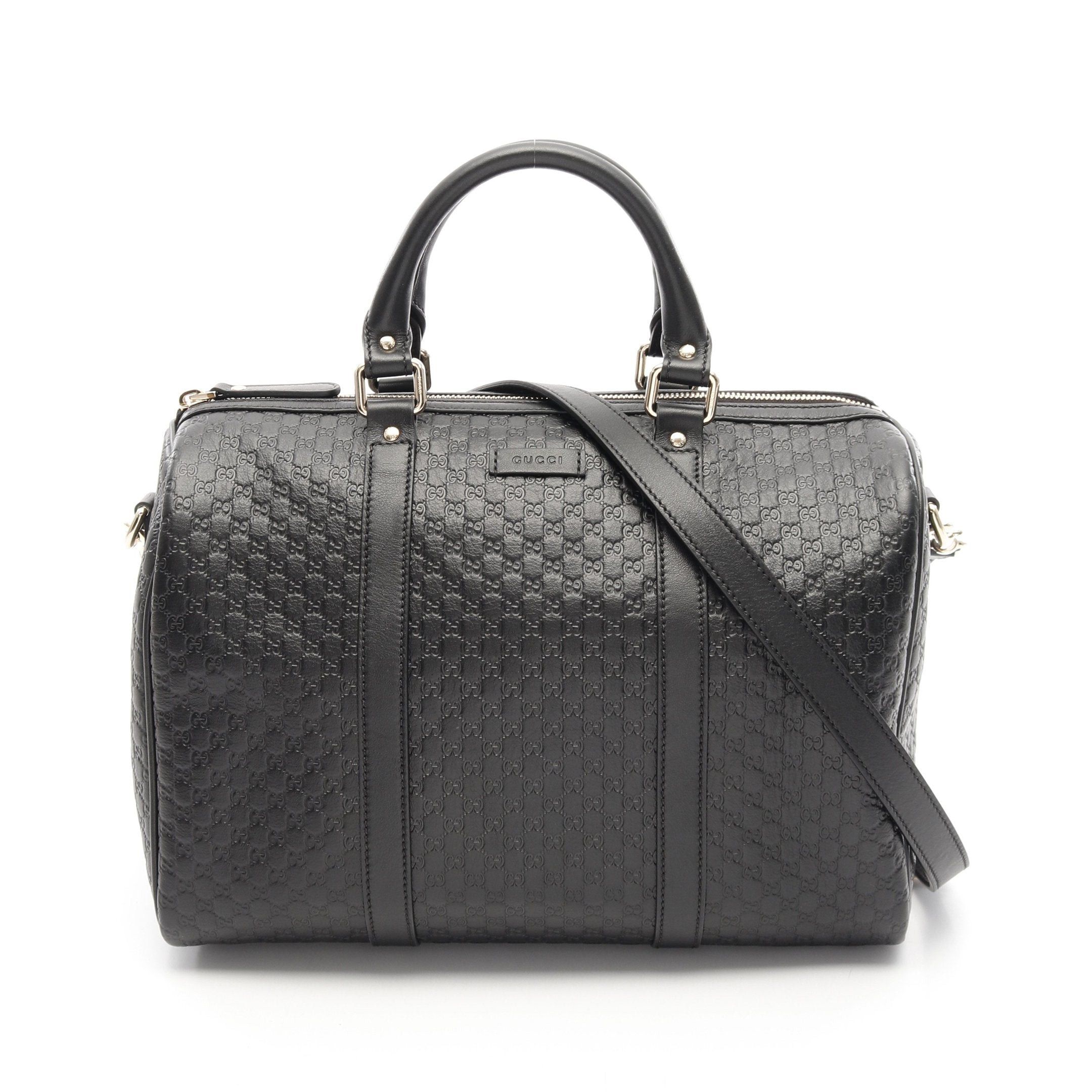 Gucci Micro GG Guccissima Handbag Mini Boston Bag Leather Black, Women's