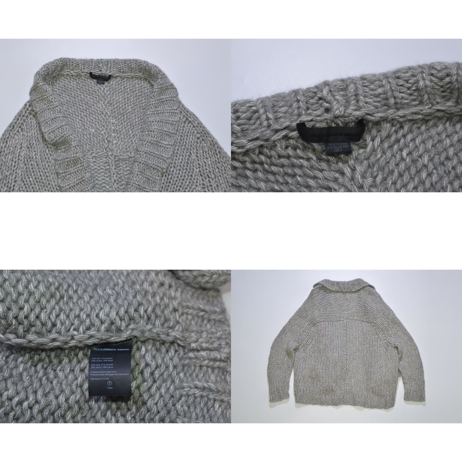 Alexander Wang Alexander Wang Designer Cardigan Sweater Wool Mohair Silk Chunky Knit Gray S Women XS? No Size S Size S / US 4 / IT 40 - 8 Thumbnail