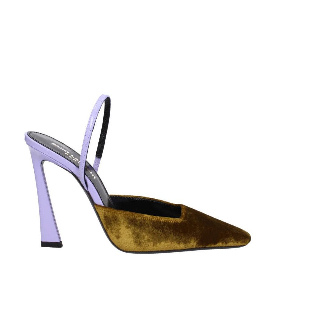 Saint Laurent Paris o1b1hav111224 Blade 105 Sc Vel P/v Mules Dark Golden & Lilac Size US 9 / IT 39 - 1 Thumbnail