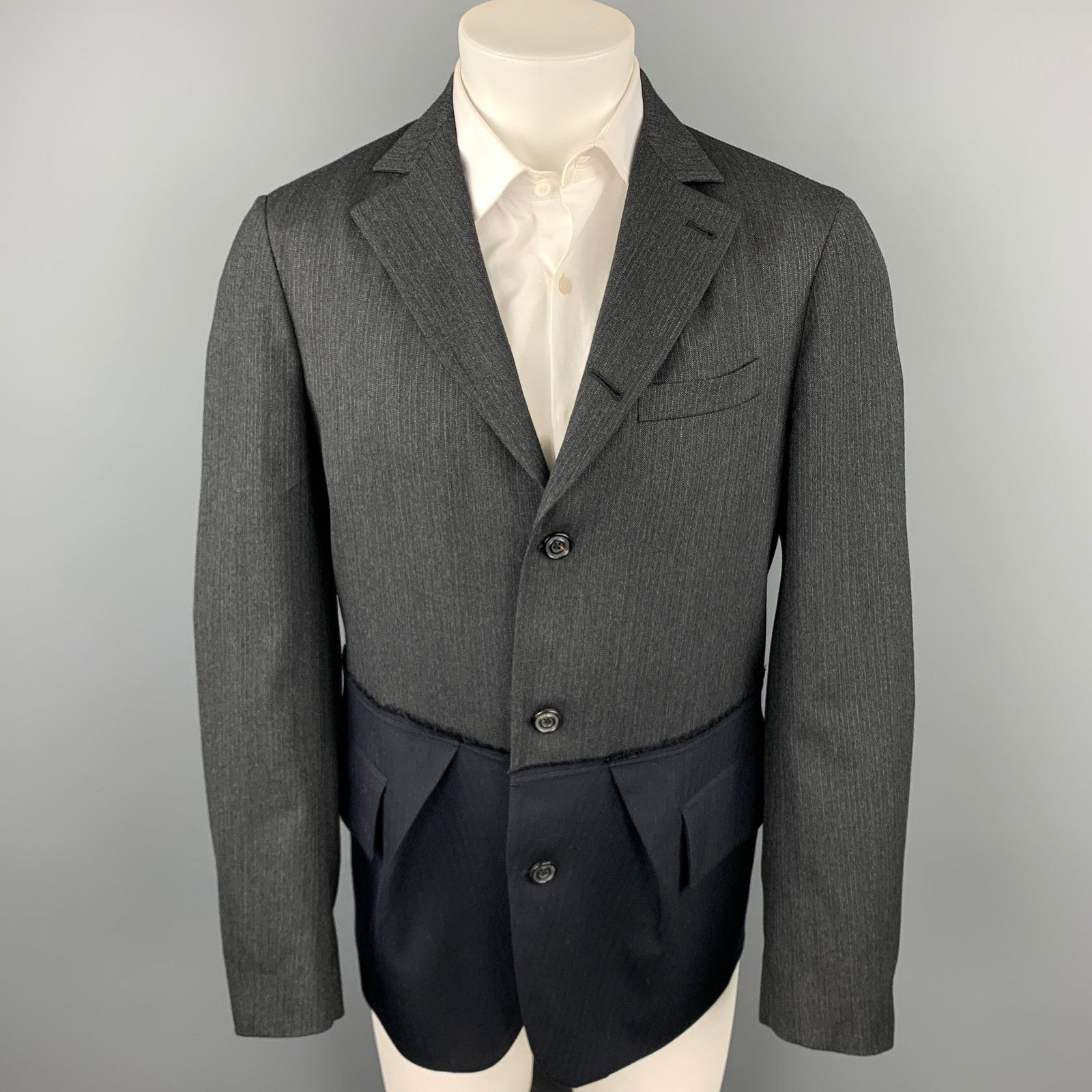 Lardini Size 40 Charcoal & Navy Mixed Fabrics Wool Sport Coat Size 40R - 1 Thumbnail