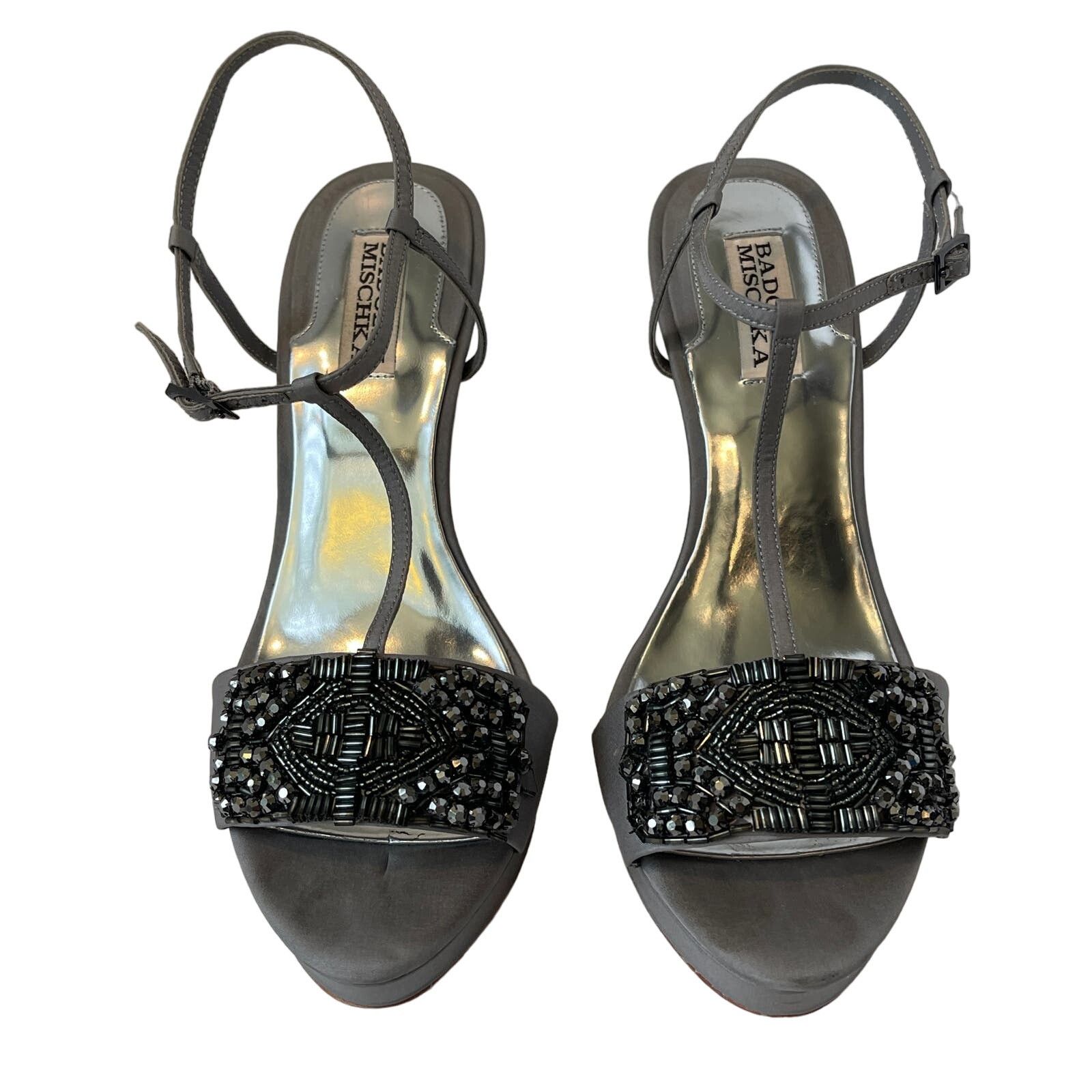 Badgley Mischka Badgley Mischka Amara Beaded T-Strap Evening Sandals Sz 9 Size US 9 / IT 39 - 4 Thumbnail