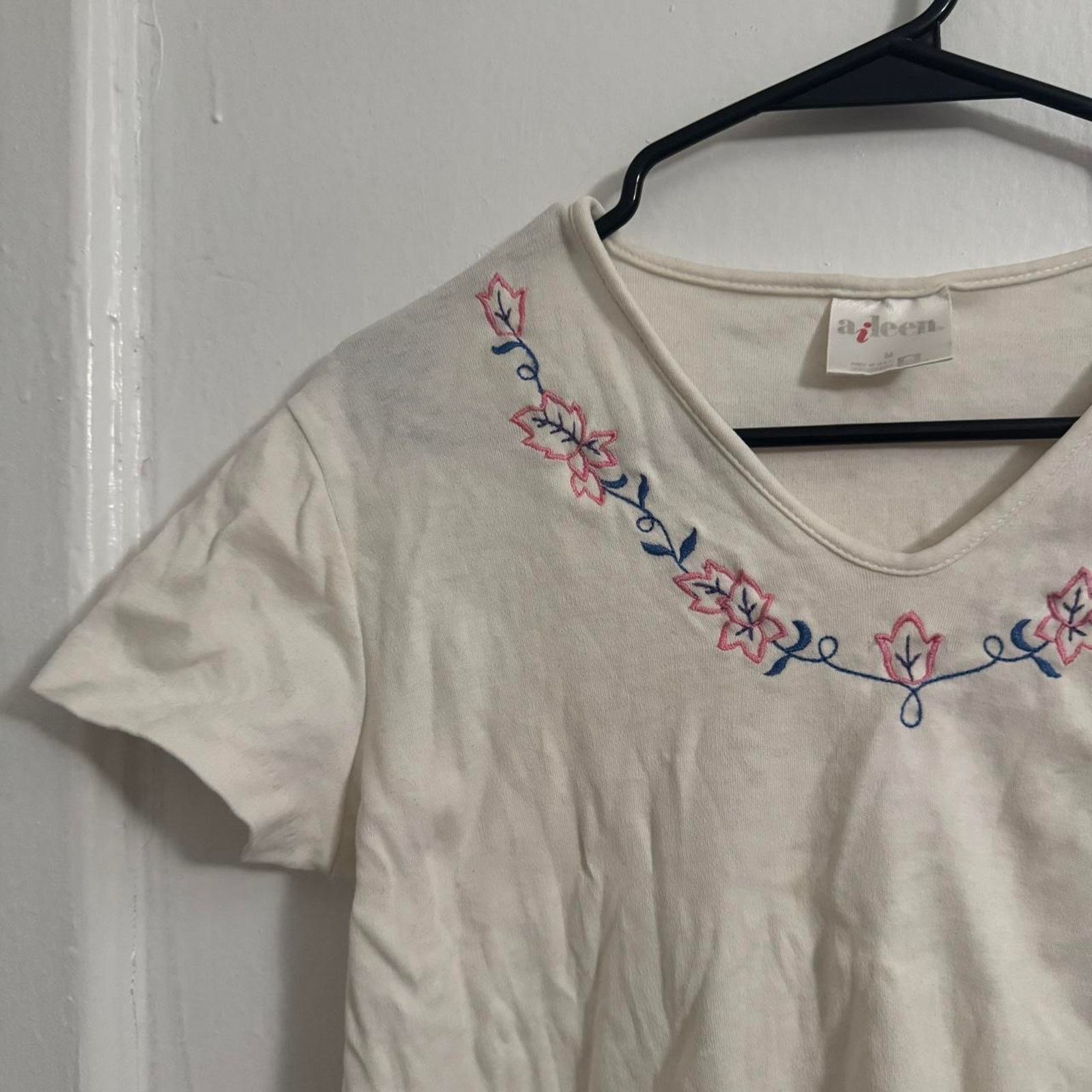 Other Vintage White Embroidered Top Floral Soft Girl Coquette Size M / US 6-8 / IT 42-44 - 4 Thumbnail