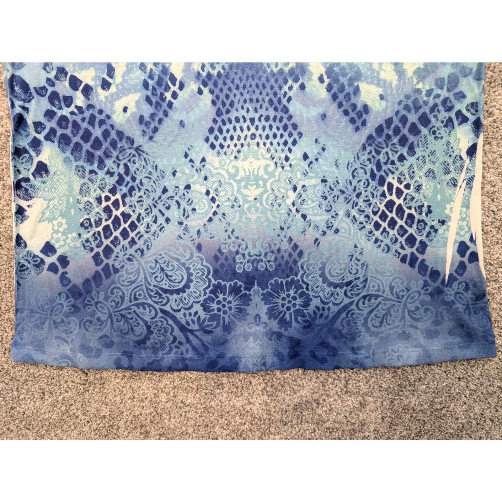 Style & Co Style & Co Shirt Womens XL Blue White Paisley Snake Print Scoop Neck Embellished Top Size XL / US 12-14 / IT 48-50 - 6 Thumbnail