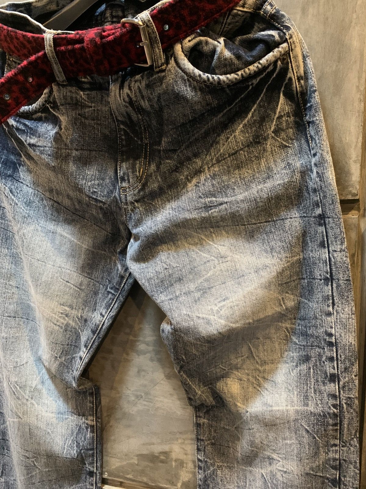 If Six Was Nine Unknown Y2K Claw Mark Faded Denim Pants Size US 33 - 5 Thumbnail