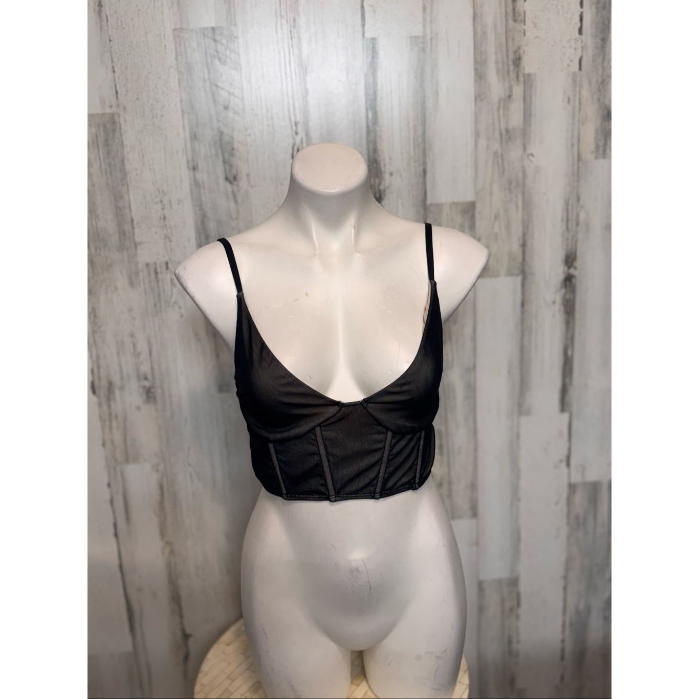 Forever 21 Forever 21 Black Mesh Corset Crop Top Women’s Medium Size M / US 6-8 / IT 42-44 - 2 Thumbnail