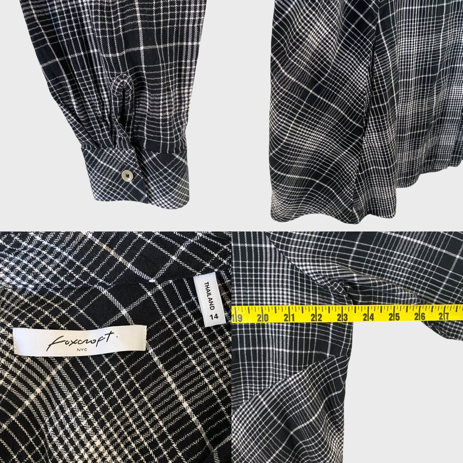 Vintage VINTAGE Foxcroft Plaid Tunic Button-Up Long Sleeve Women’s Size 14 Casual Workwear Black Size XL / US 12-14 / IT 48-50 - 8 Thumbnail