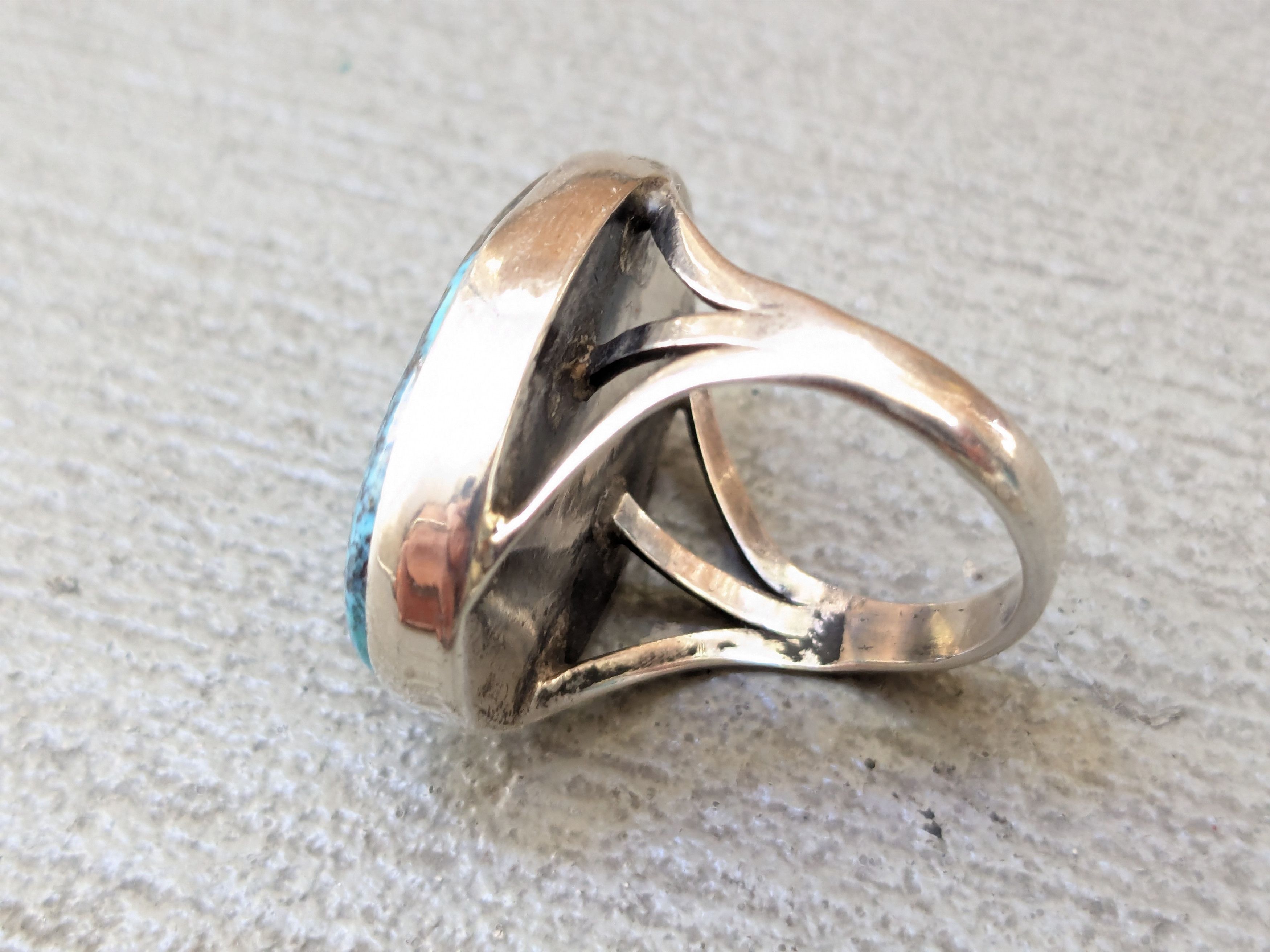Jewelry Vintage Sterling Silver Ring Blue Chysocolla Americana Size ONE SIZE - 3 Thumbnail