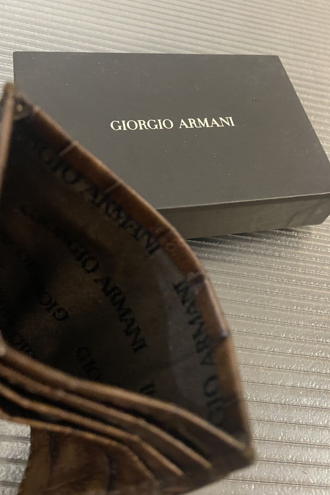 Giorgio Armani Giorgio Armani 🇮🇹 croc espresso leather 4 card wallet NEW Size ONE SIZE - 6 Thumbnail