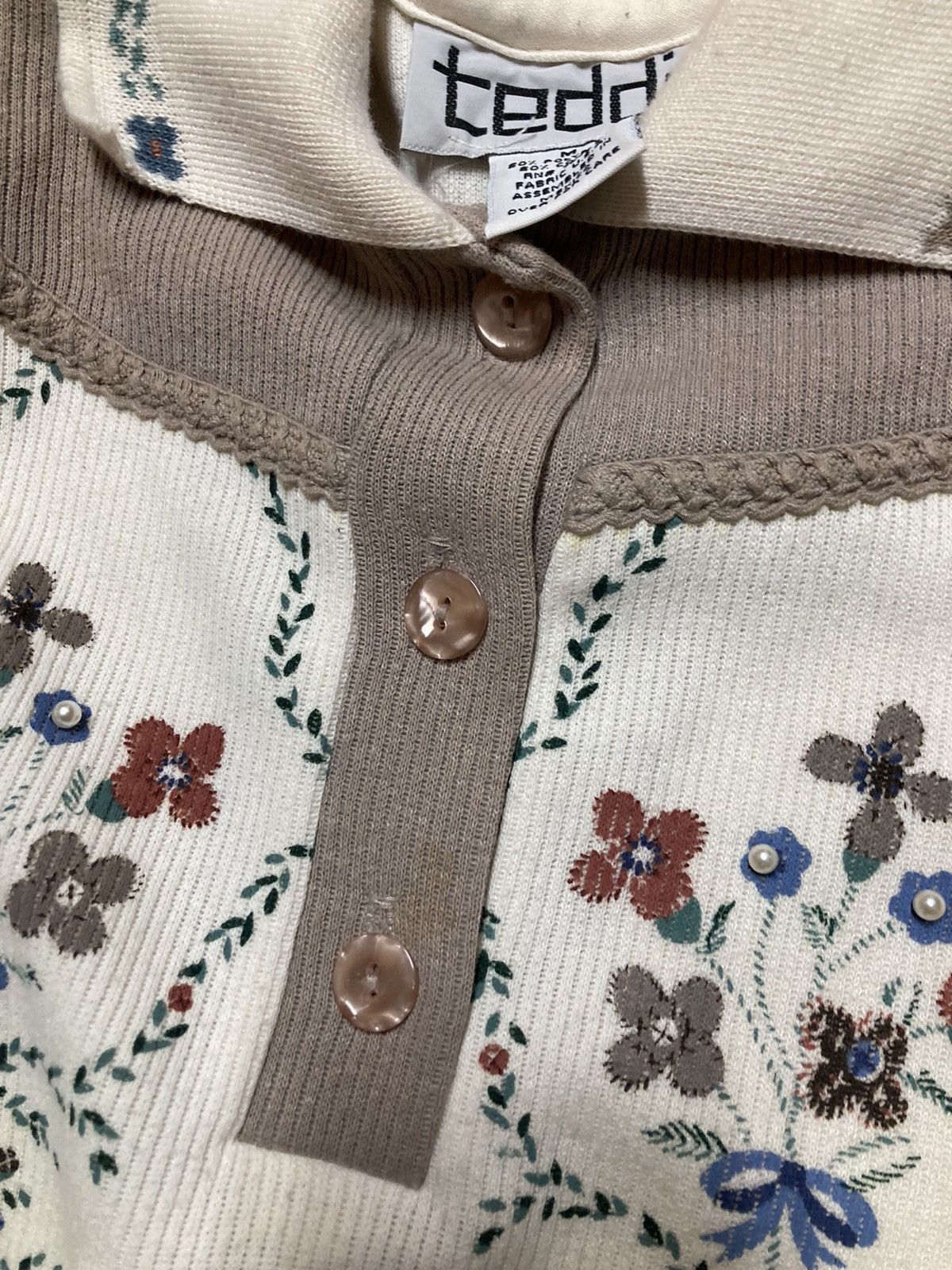 Teddy Fresh Vintage 80s TEDDI Floral Birds Knit Pullover Sweater MEDIUM Size M / US 6-8 / IT 42-44 - 5 Thumbnail