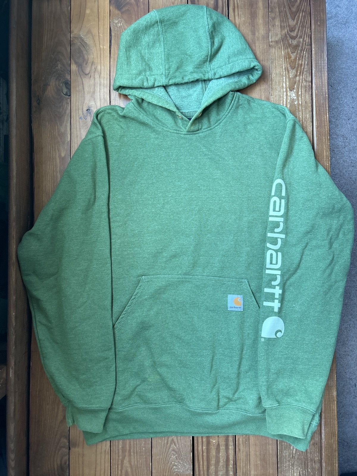 Carhartt × Vintage Carhartt Green Arm Logo Hoodie Size US L / EU 52-54 / 3 - 1 Thumbnail