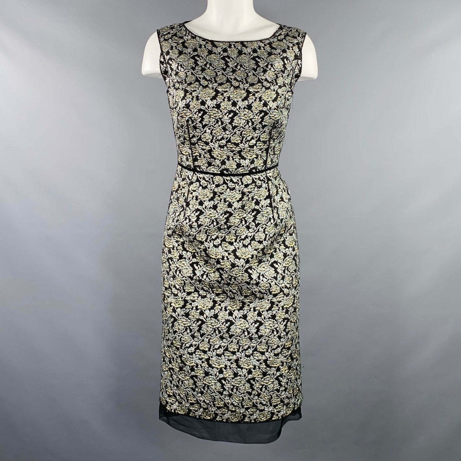 Marc Jacobs Size 4 Black Silver Nylon Blend Floral Sleeveless Dress Size S / US 4 / IT 40 - 1 Thumbnail
