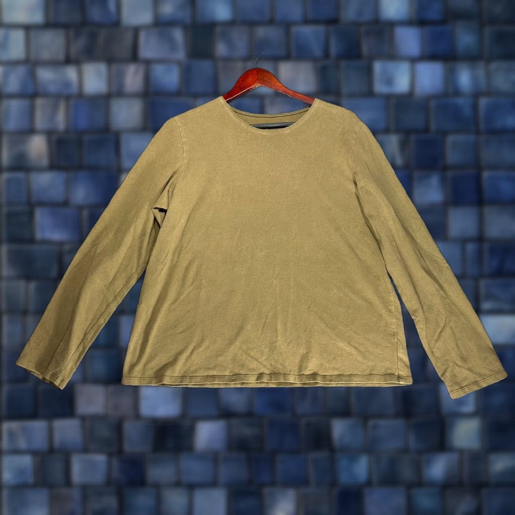 Eileen Fisher Eileen Fisher Top Womens L Olive Green Organic Cotton Stretch Long Sleeve Tee Size L / US 10 / IT 46 - 1 Thumbnail