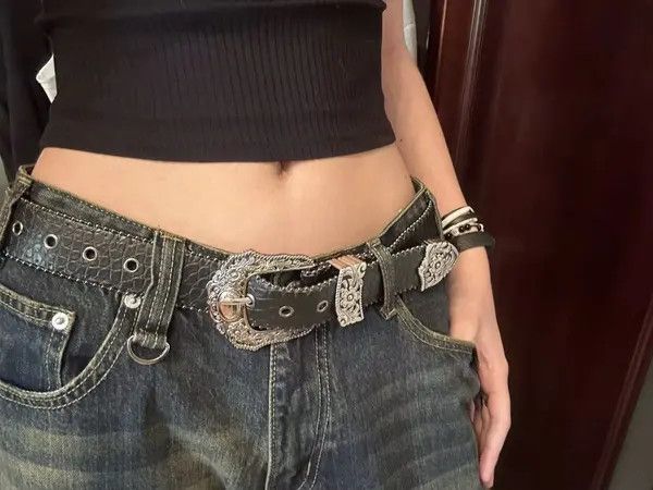 Cowboy Equipment american western silver snakeskin pu leather belt Size ONE SIZE - 6 Thumbnail