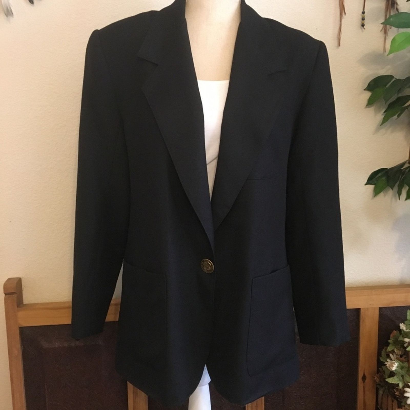 Vintage Vintage 80s EMO dark navy button front suit jacket Size XL / US 12-14 / IT 48-50 - 1 Thumbnail