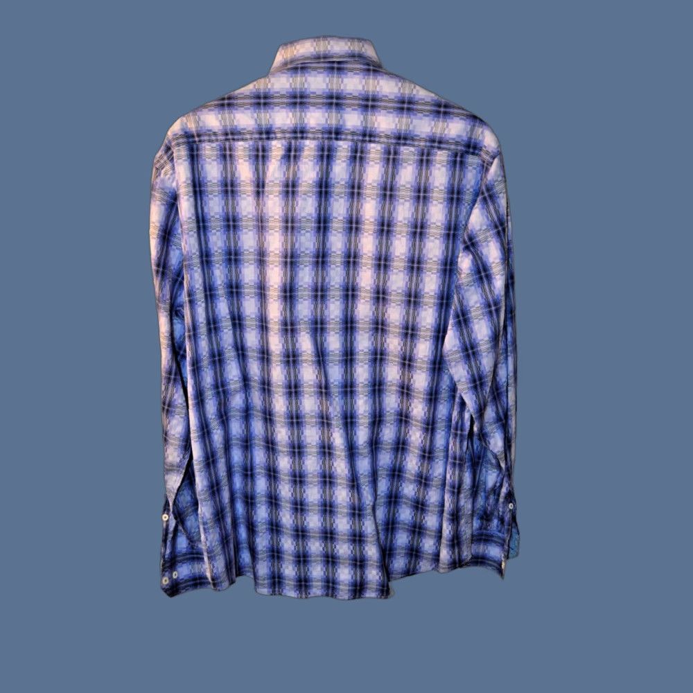 BUGATCHI Bugatchi Shirt Men's Blue Plaid Button-Up Casual Classic Fit Size US L / EU 52-54 / 3 - 1 Thumbnail