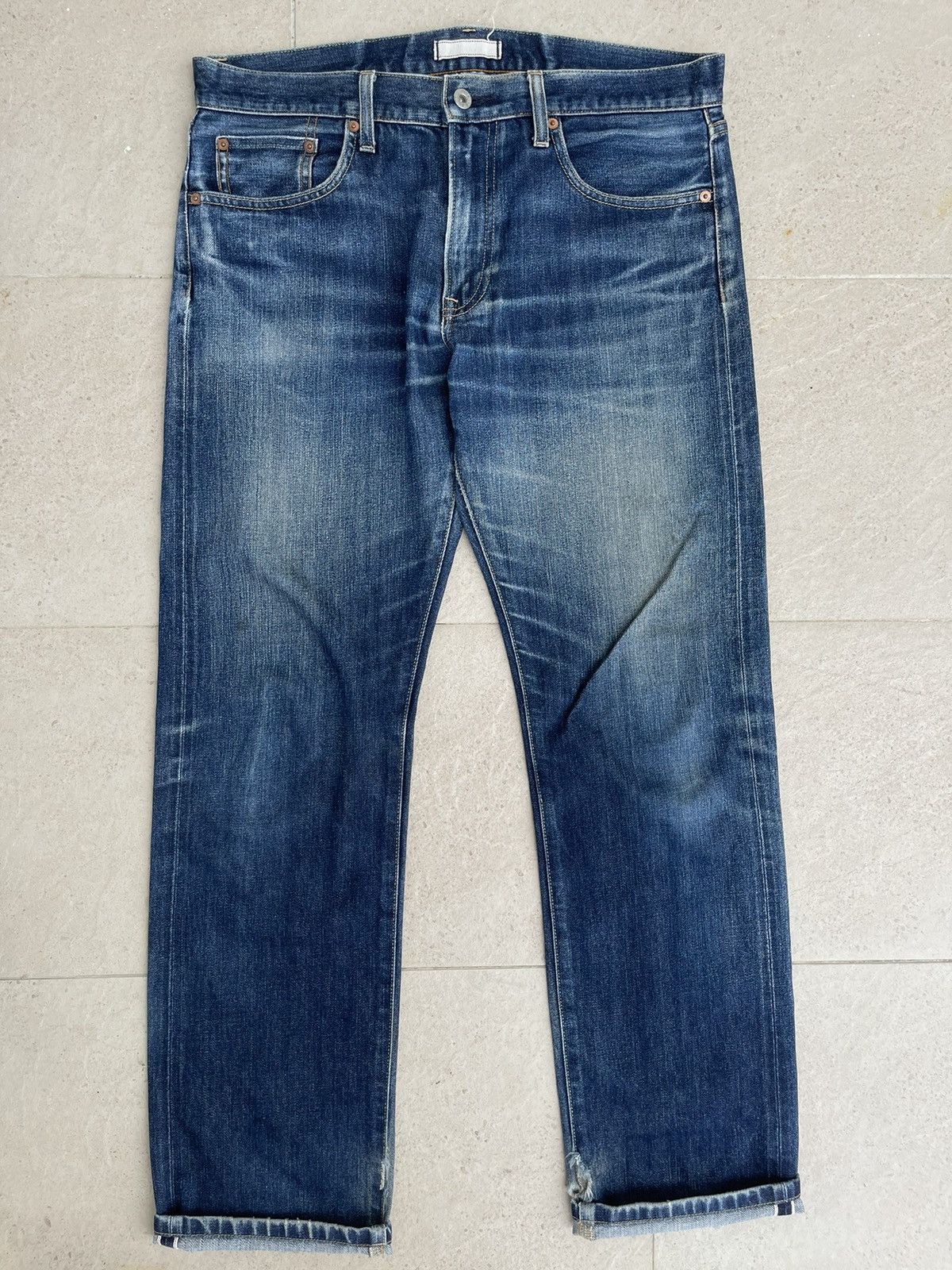 Japanese Brand × Jean × Uniqlo 🔥Uniqlo Jeans Selvedge Distressed Denim W35🔥 Size US 35 - 2 Thumbnail