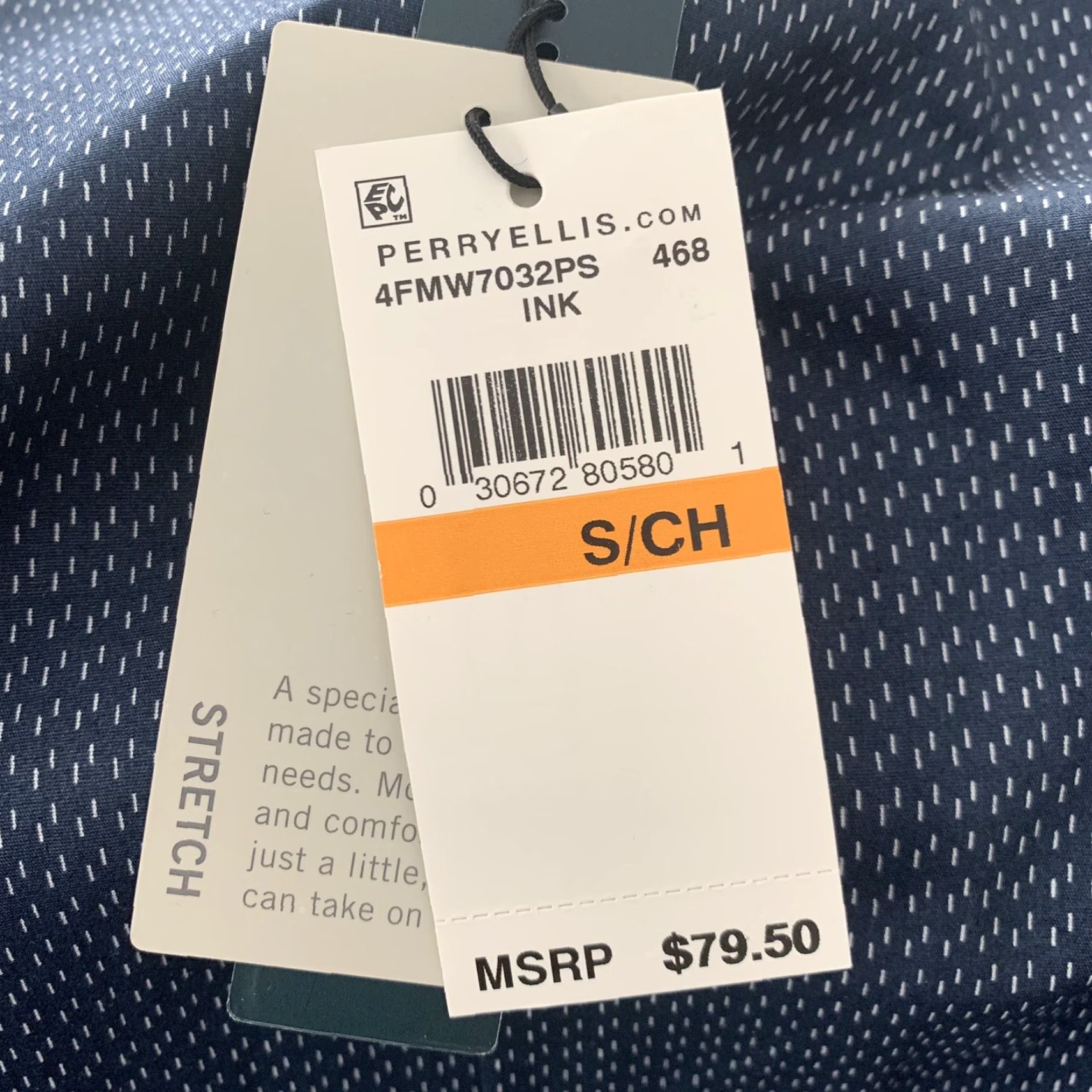 Perry Ellis Perry Ellis Shirt Mens Small Blue Line Print Cotton Stretch Button Up Ink Size US S / EU 44-46 / 1 - 5 Thumbnail