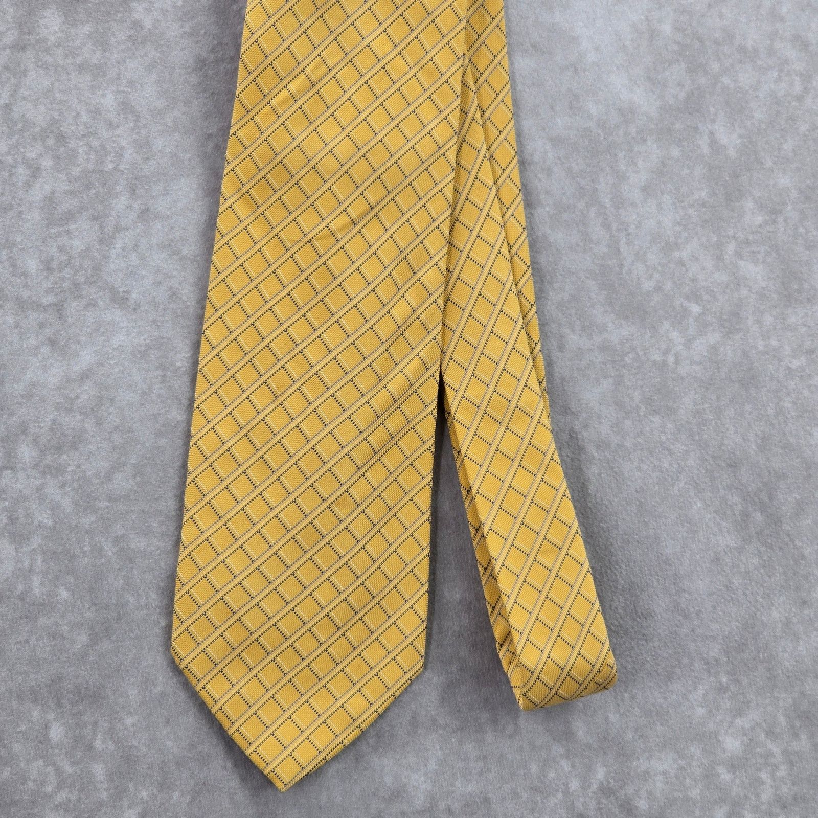 Barneys New York Barneys New York Yellow Plaid Stripe Italy Silk Neck Tie Size 30 - 2 Thumbnail