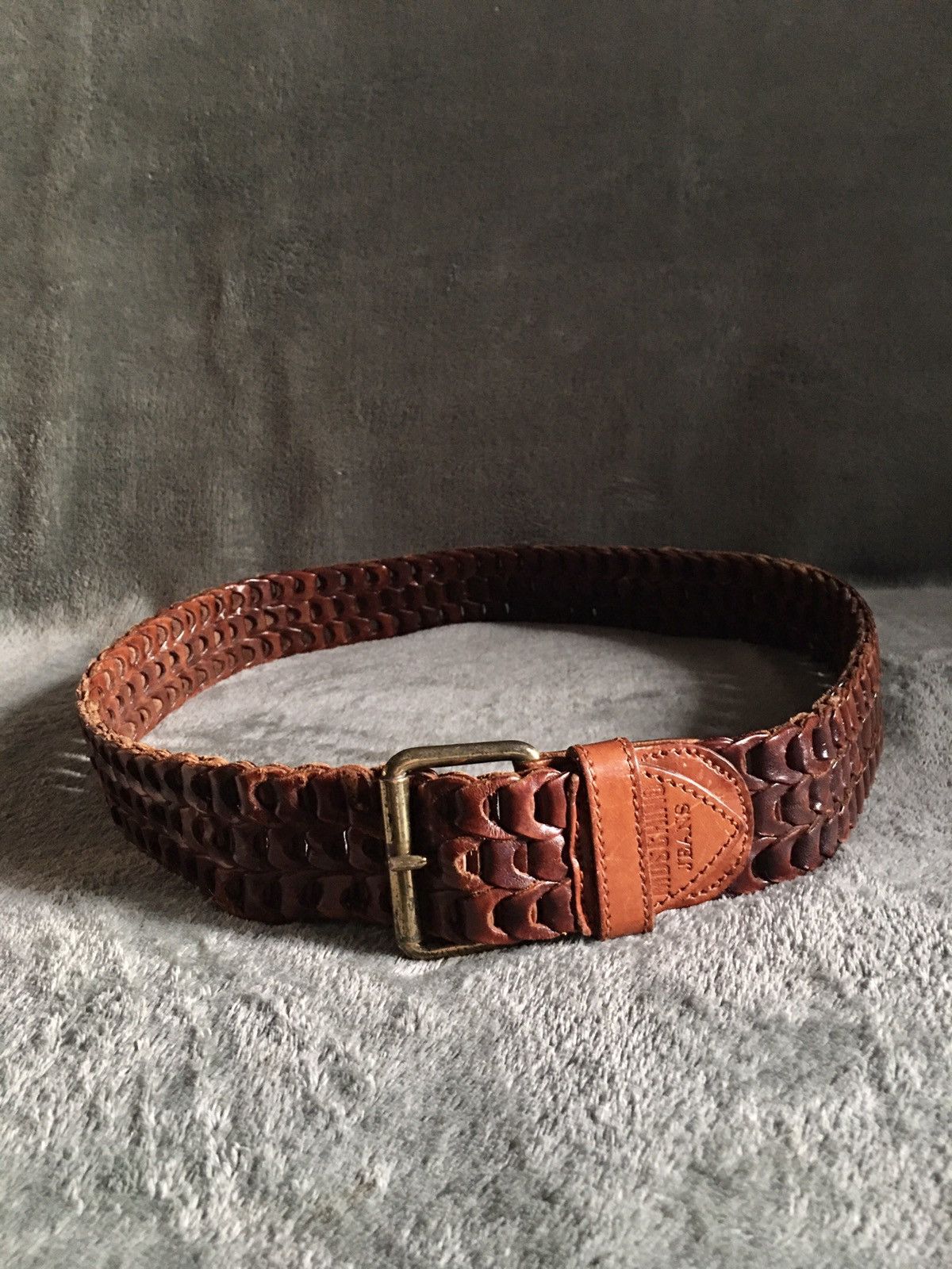 Moschino × Vintage MOSCHINO Jeans Vintage Brown Beaded Leather Italy Belt 80 Size 34 - 1 Thumbnail