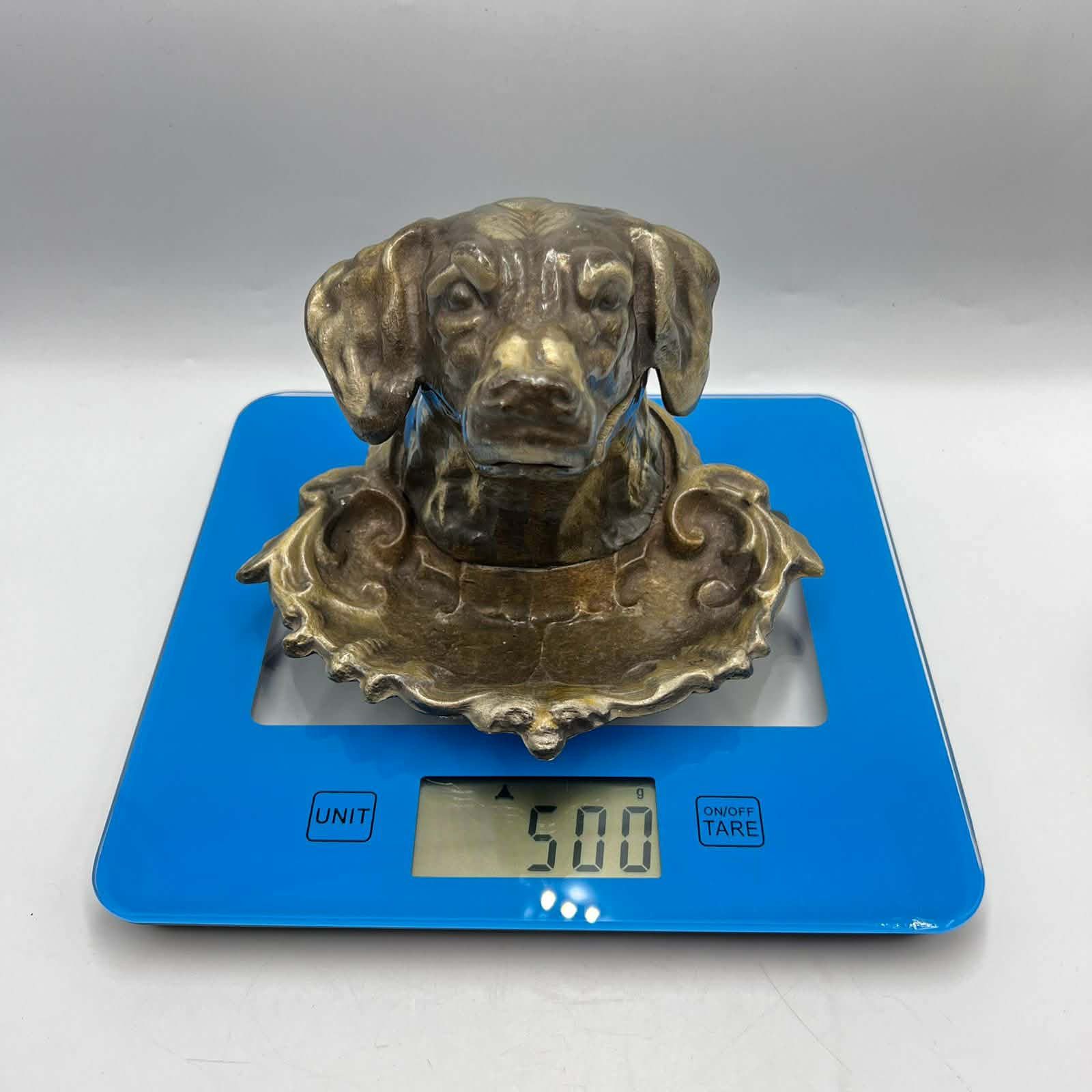 Vintage Heavy Vintage Brass Dog Head Ashtray Sculptural Size ONE SIZE - 6 Thumbnail