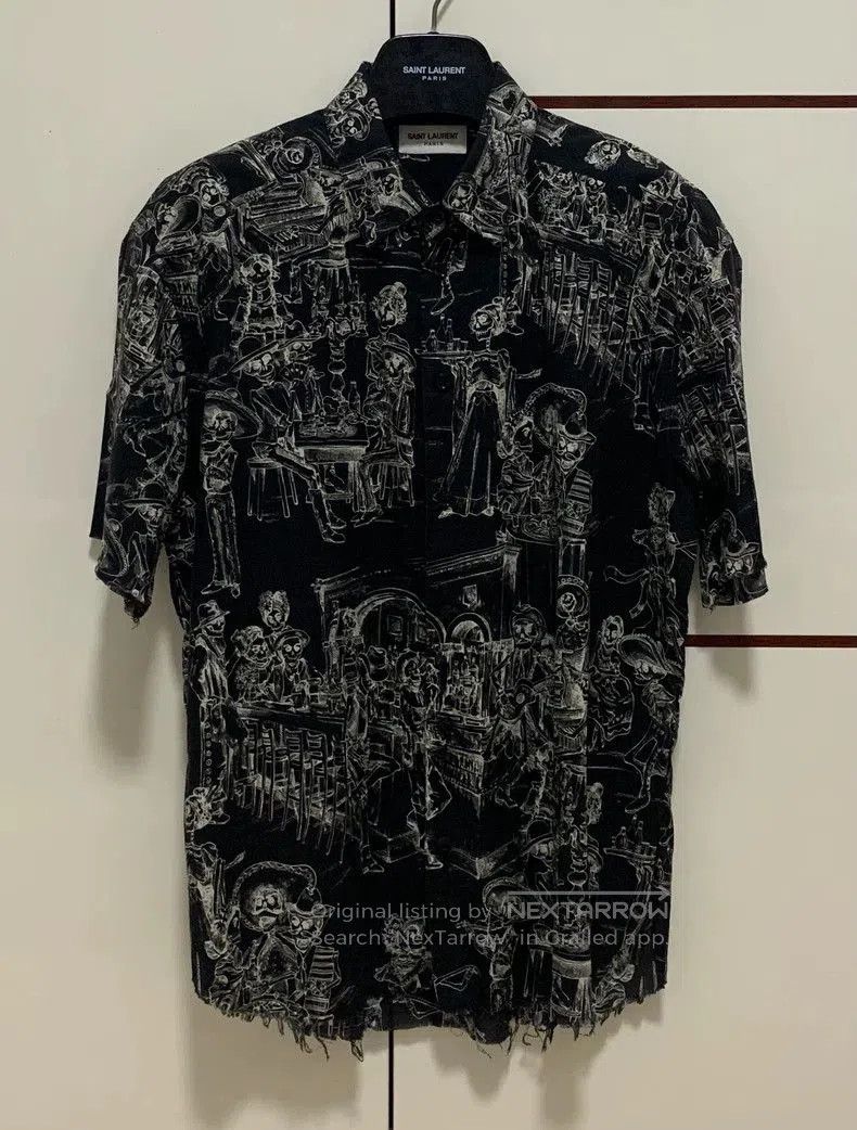 Saint Laurent Skull Banquet Print Short Sleeve