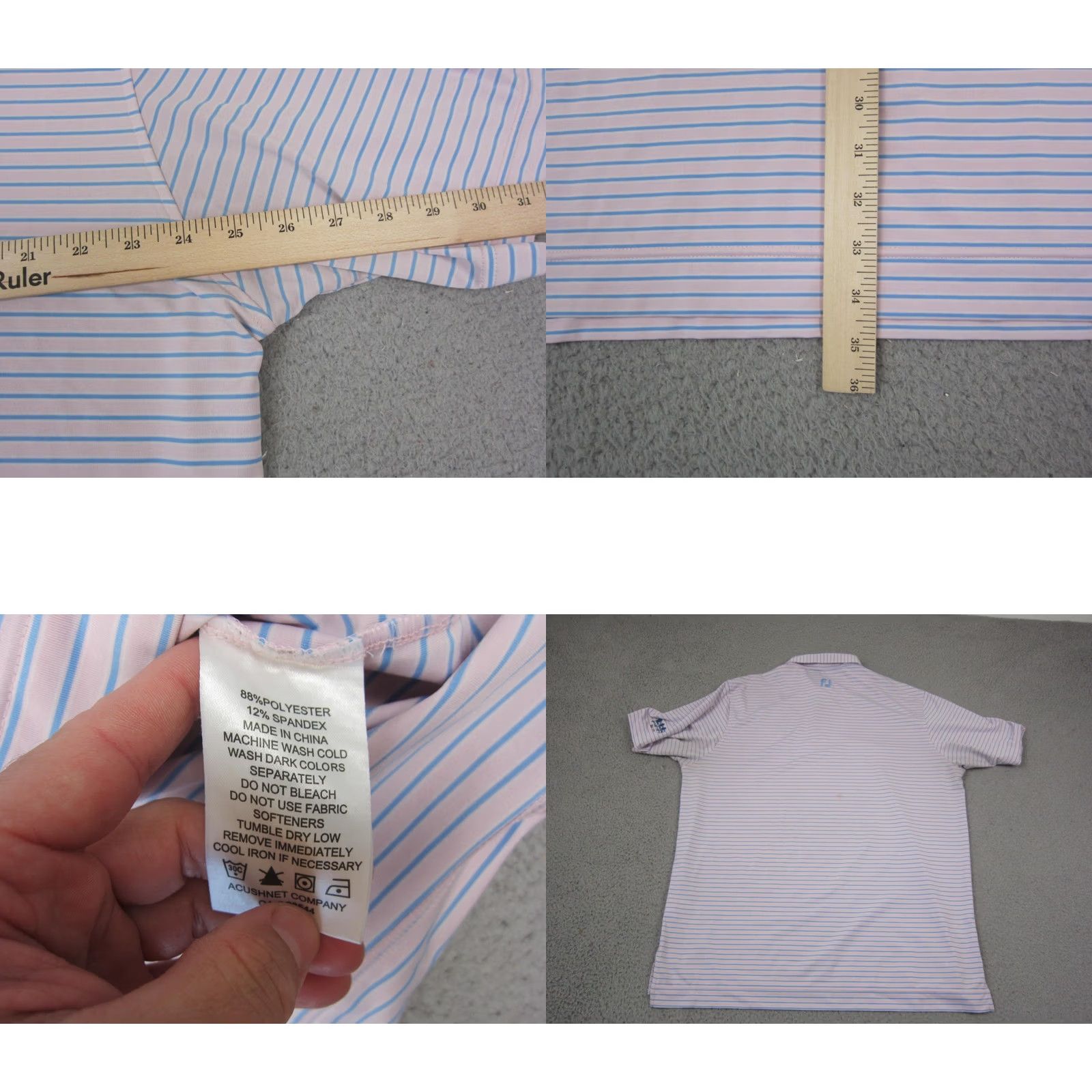 Footjoy FootJoy Polo Shirt Adult XL Pink Striped Golfing Performance Mens Size US XL / EU 56 / 4 - 8 Thumbnail