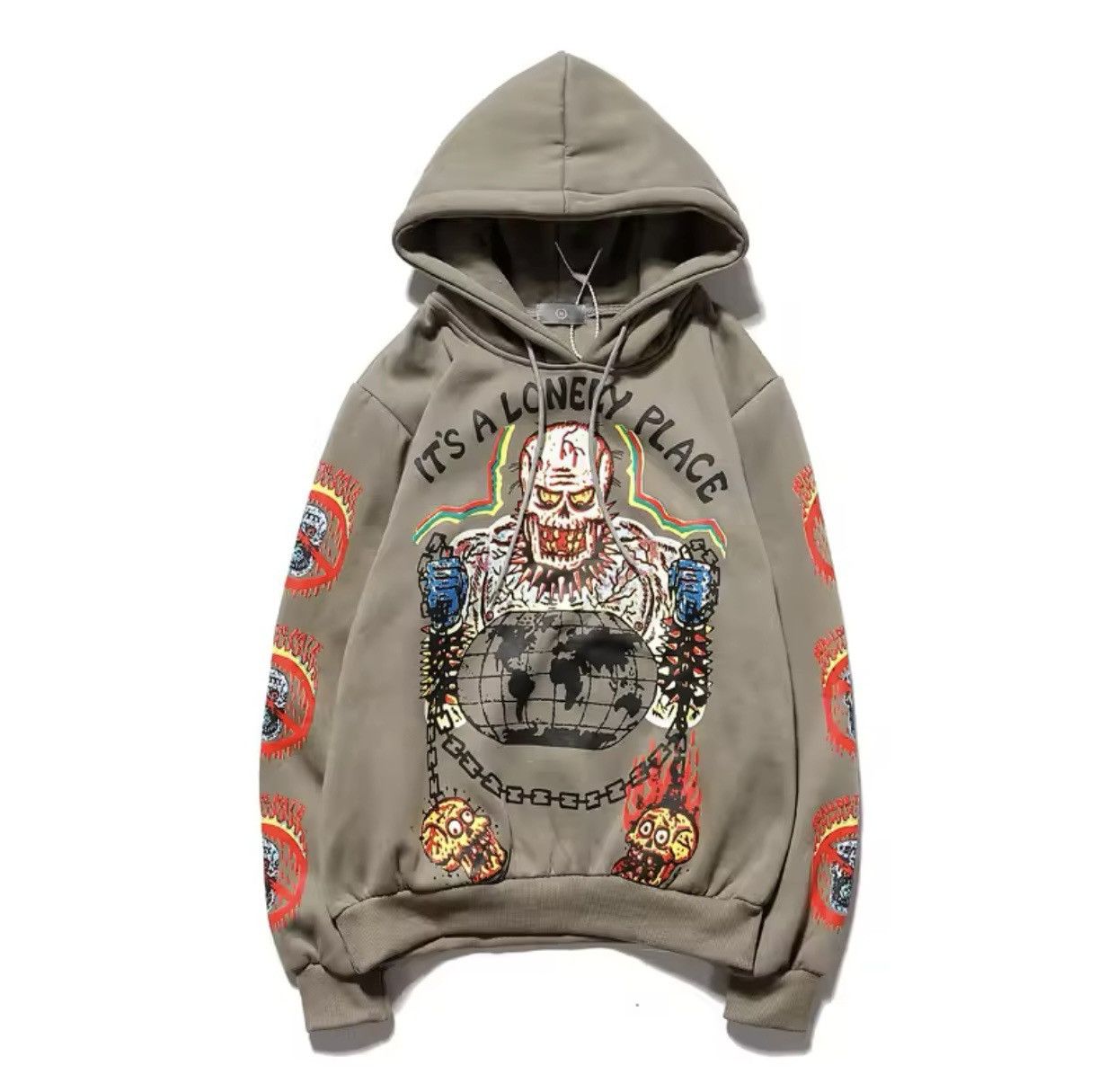 Japanese Brand Fleece Skull Graffiti Mens Sweatshirt Oversize Size US M / EU 48-50 / 2 - 1 Thumbnail