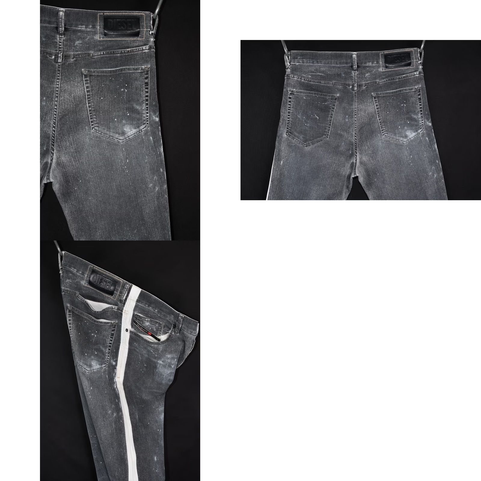 Diesel Diesel D-EETAR-SP 0094N TAPERED FIT Denim Jeans W33/L34 Men's Distressed Gray Cotton Polyester Size US 33 - 8 Thumbnail